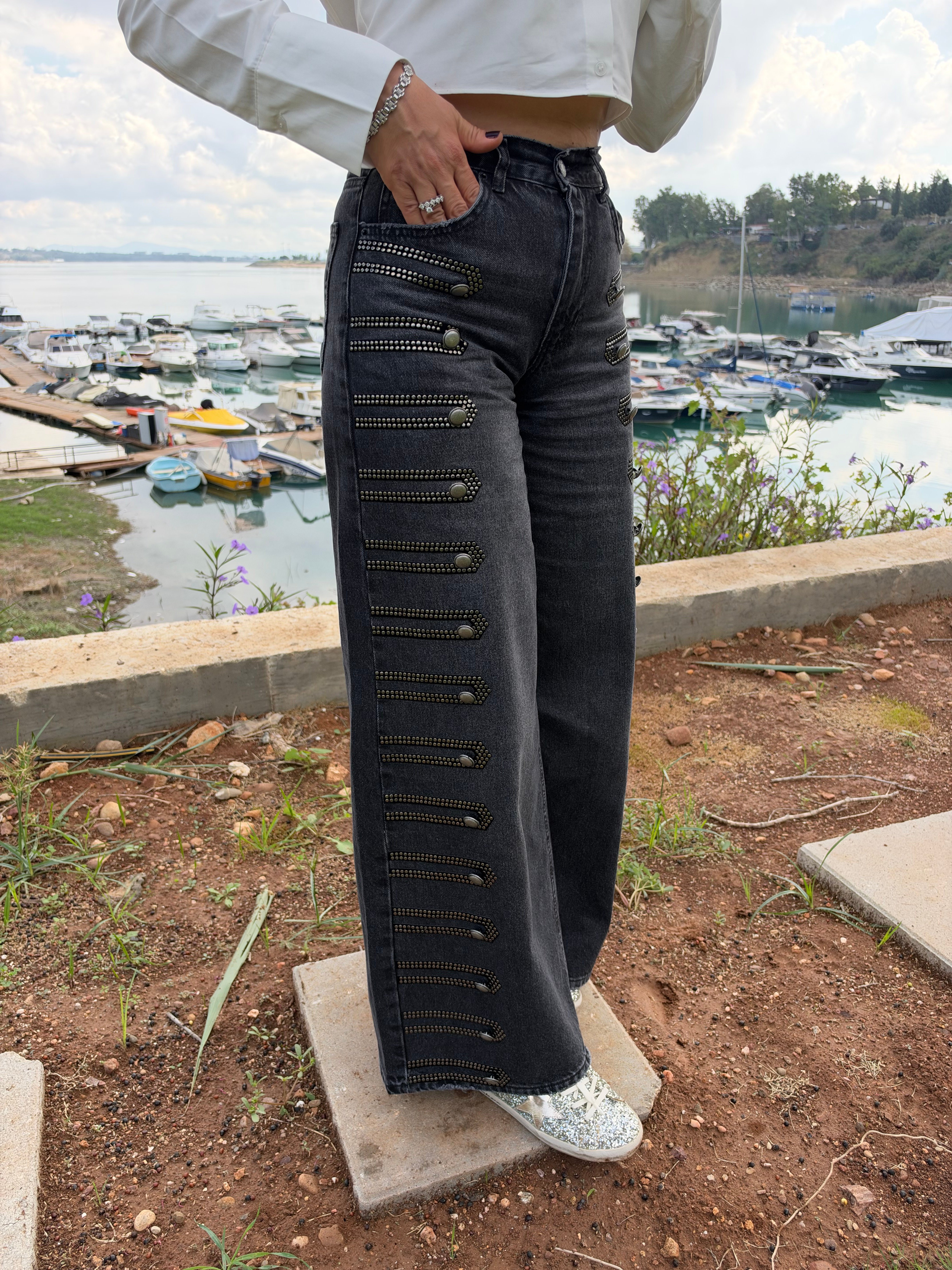 12386 Napolyon Düğme Detaylı Jean
