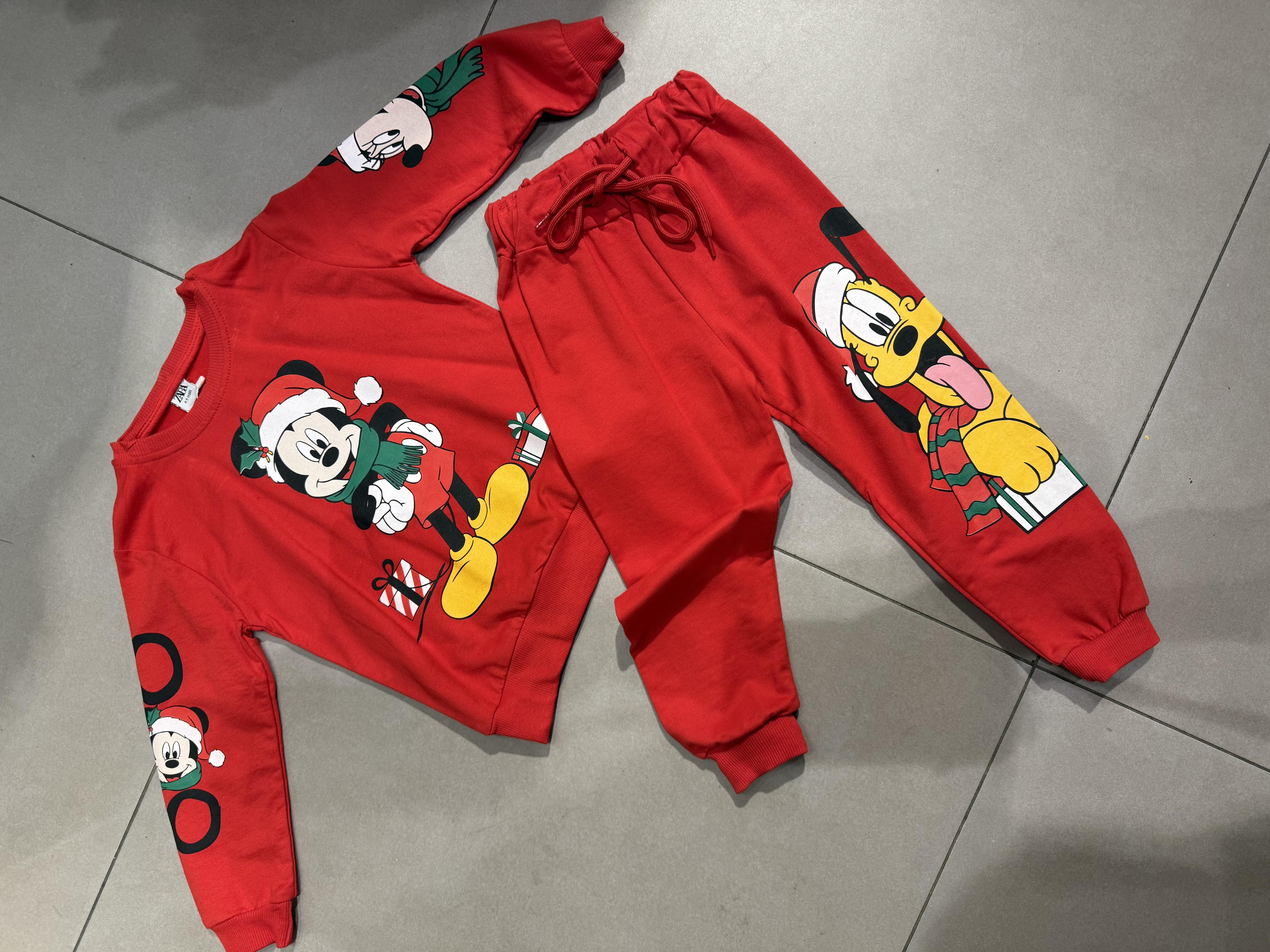7084 Kids Mickey Kırmızı Pantolon Takım 4-8 yaş