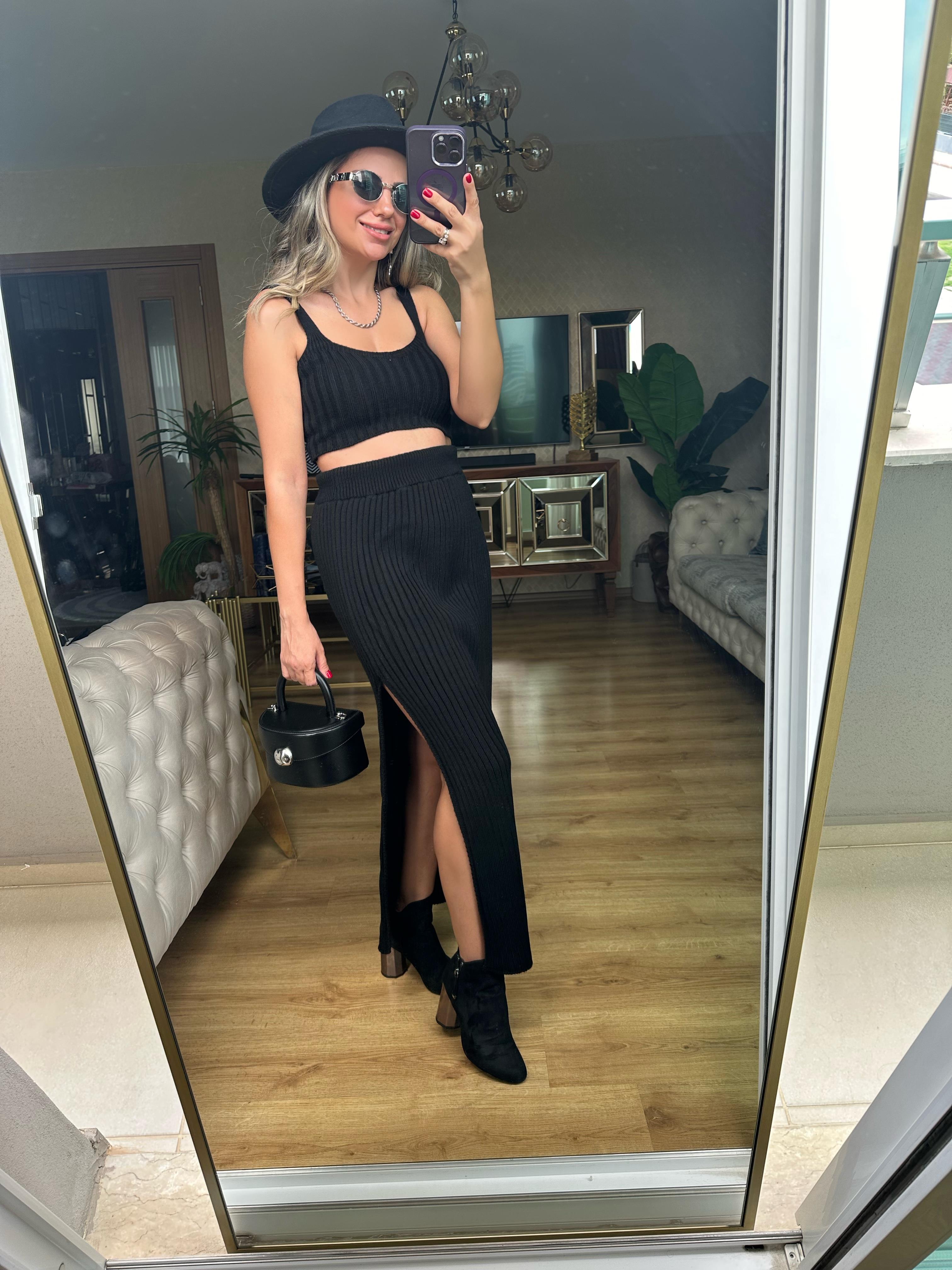 8469 Üçlü Triko Etek Takım