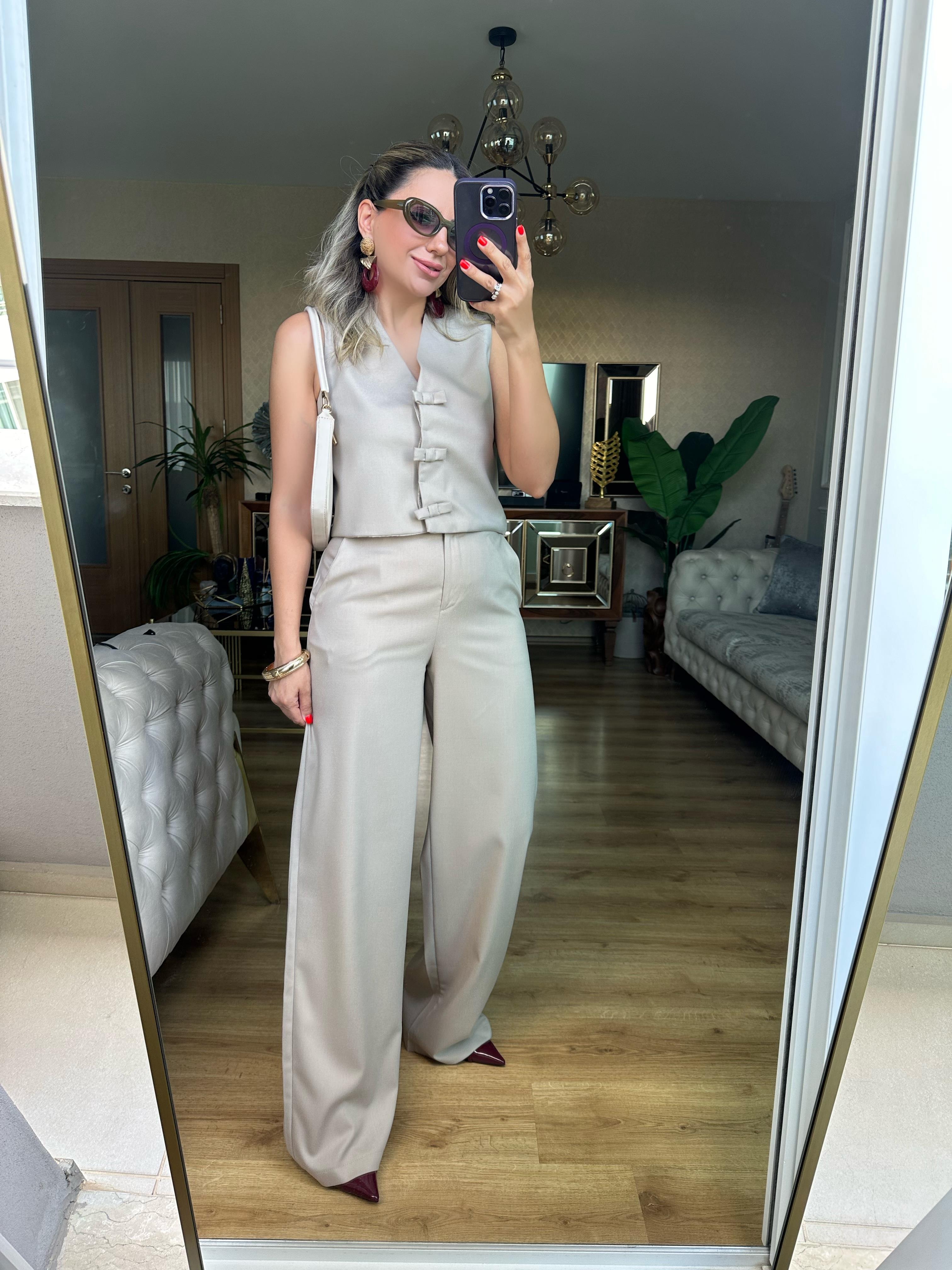 8507 Fiyonklu Yelek Pantolon Takım