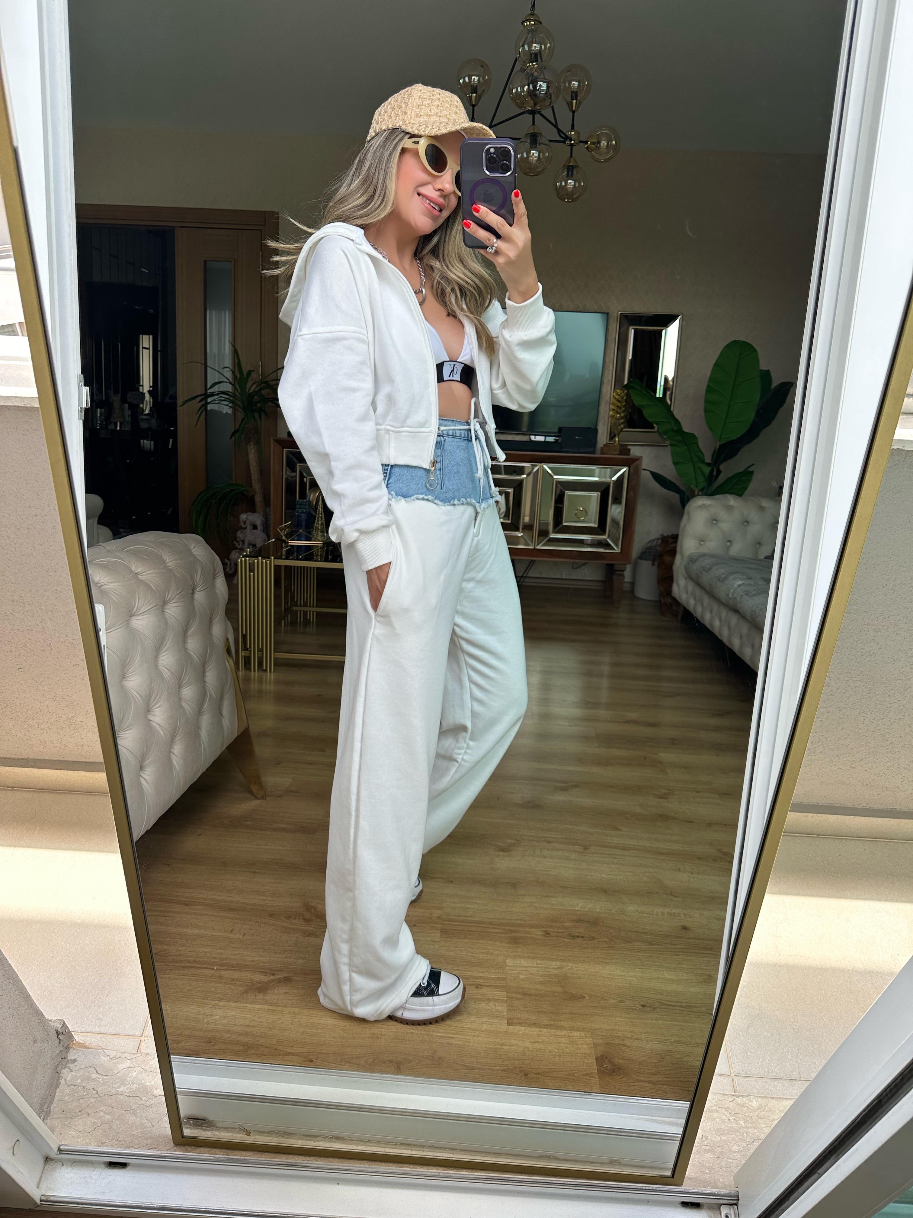 8630 Denim Detaylı Eşofman Takım