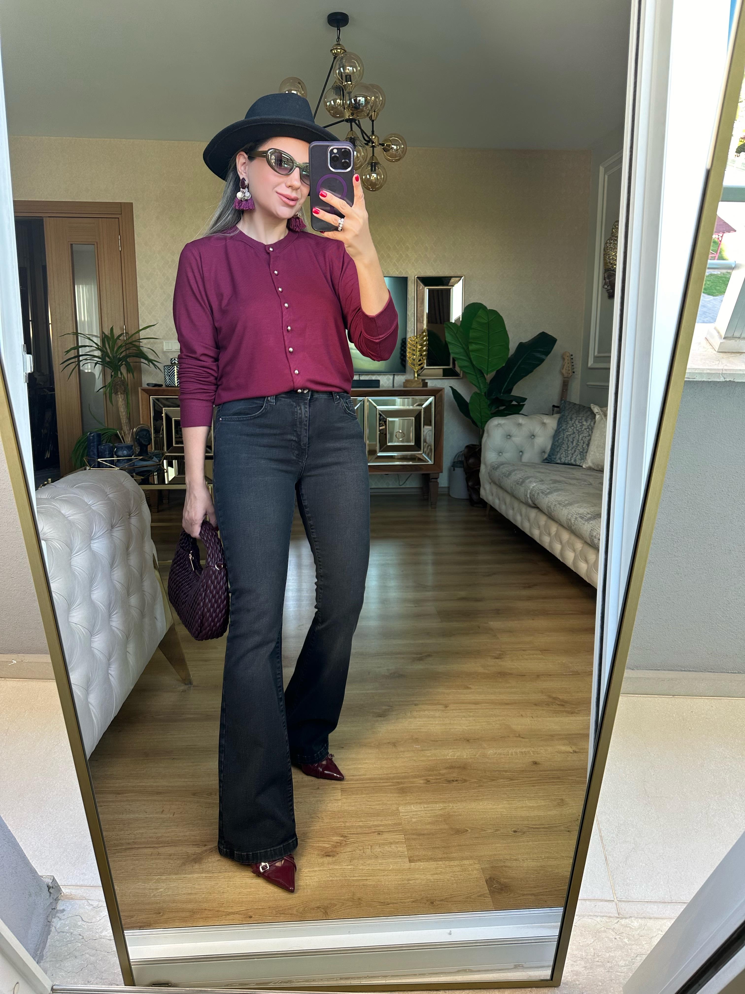 8661 Yüksek Bel İspanyol Paça Pantolon