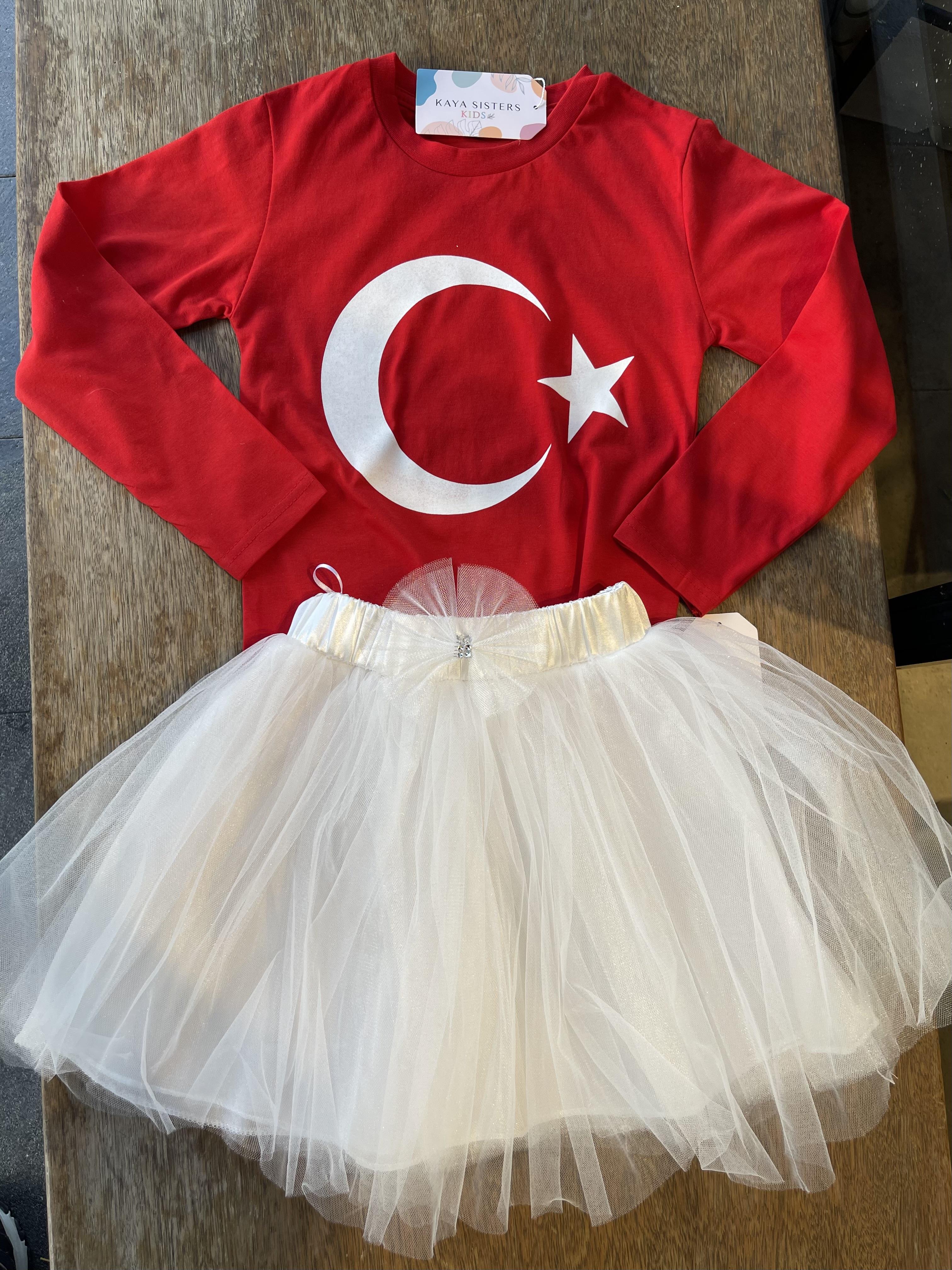 8739 Kids Ayyıldız Baskılı Tshirt 6-13 Yaş
