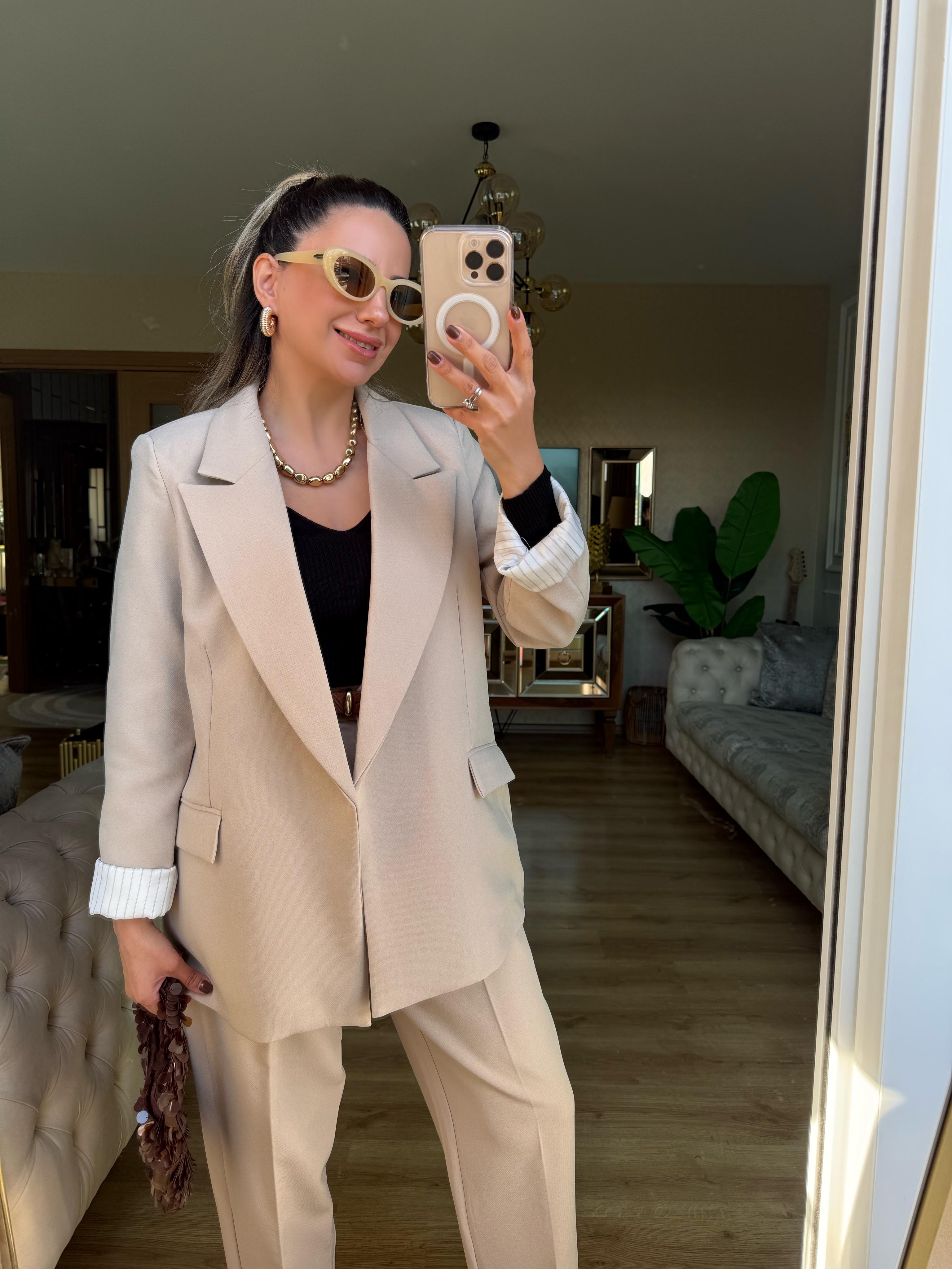 8771 Kolu Katlamalı Blazer Ceket