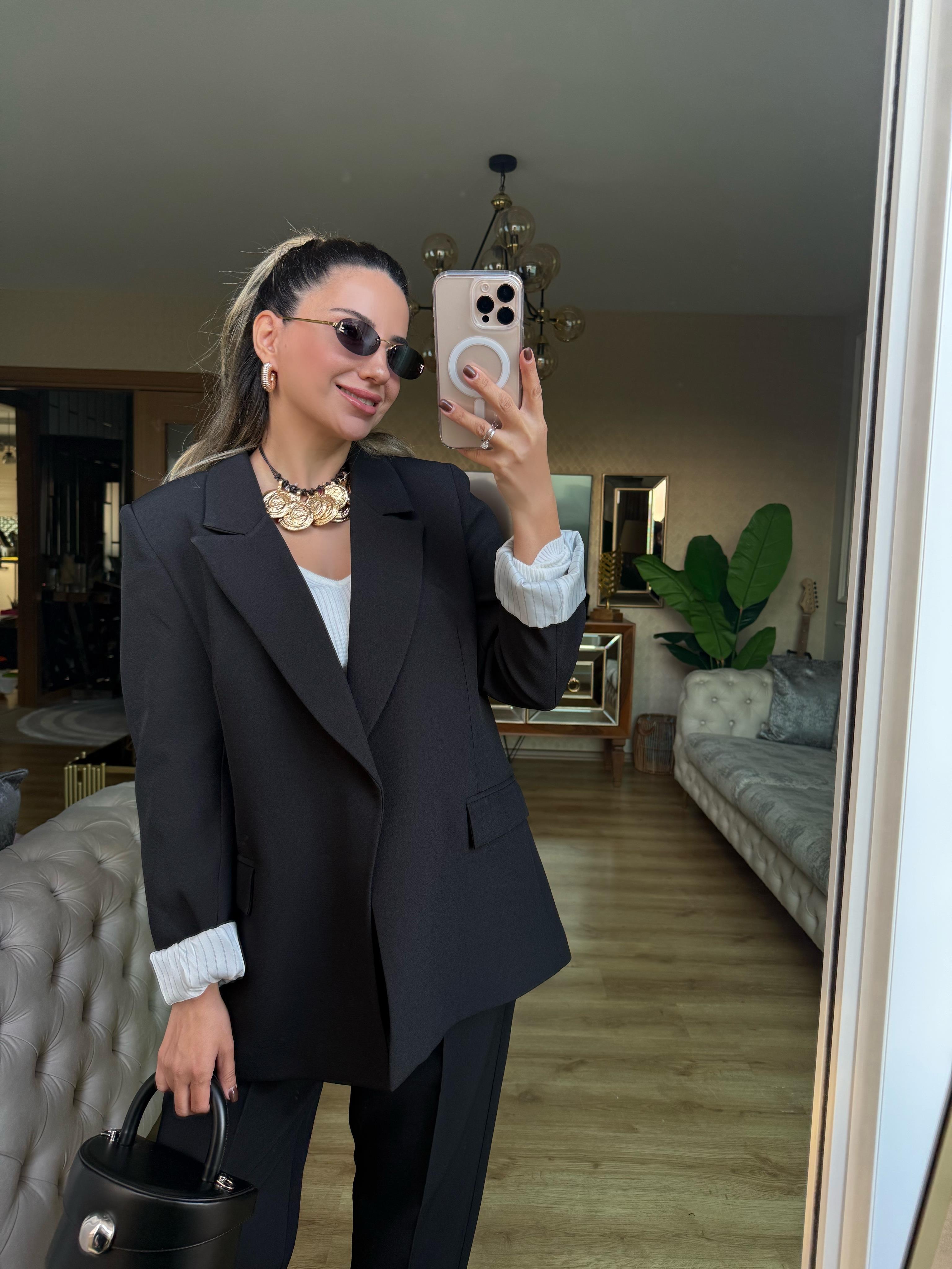 8771 Kolu Katlamalı Blazer Ceket