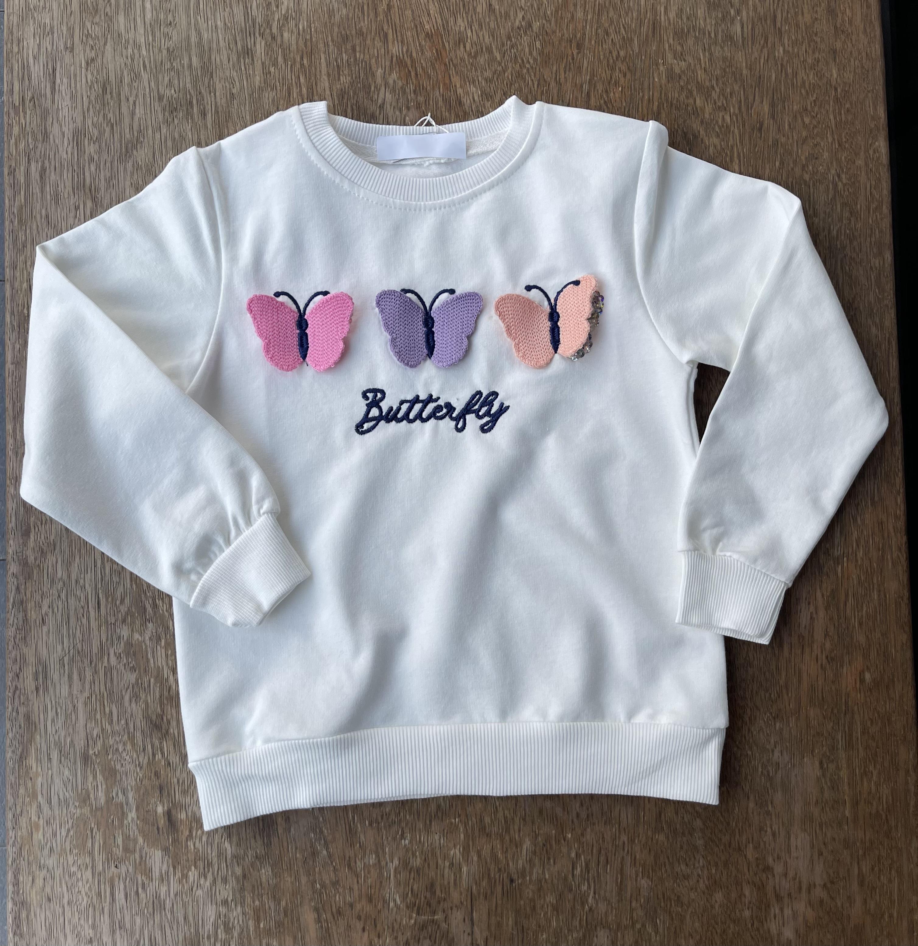 8808 Kids Kelebek Nakışlı Sweat 5-6/12-13 Yaş