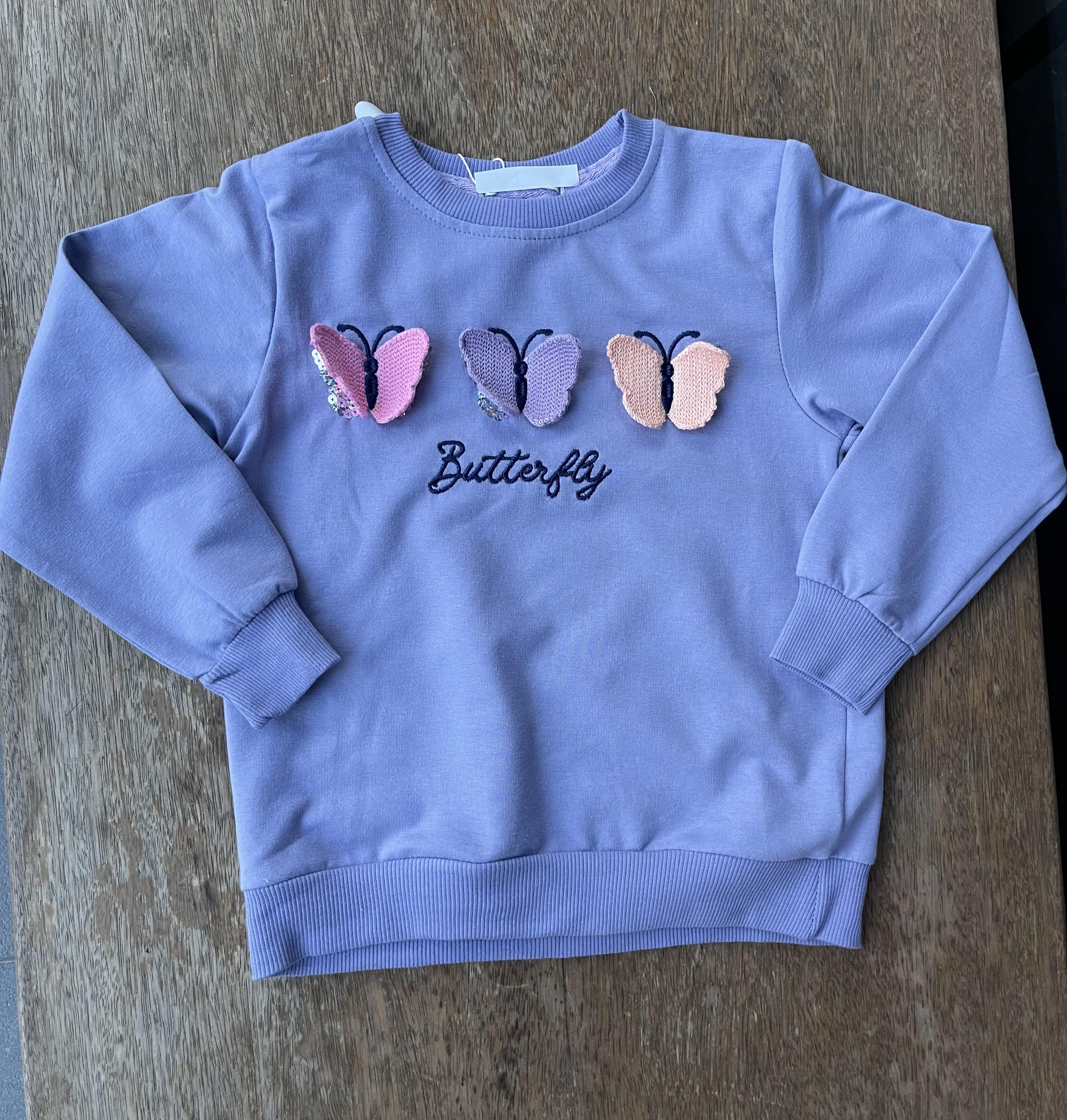 8808 Kids Kelebek Nakışlı Sweat 5-6/12-13 Yaş