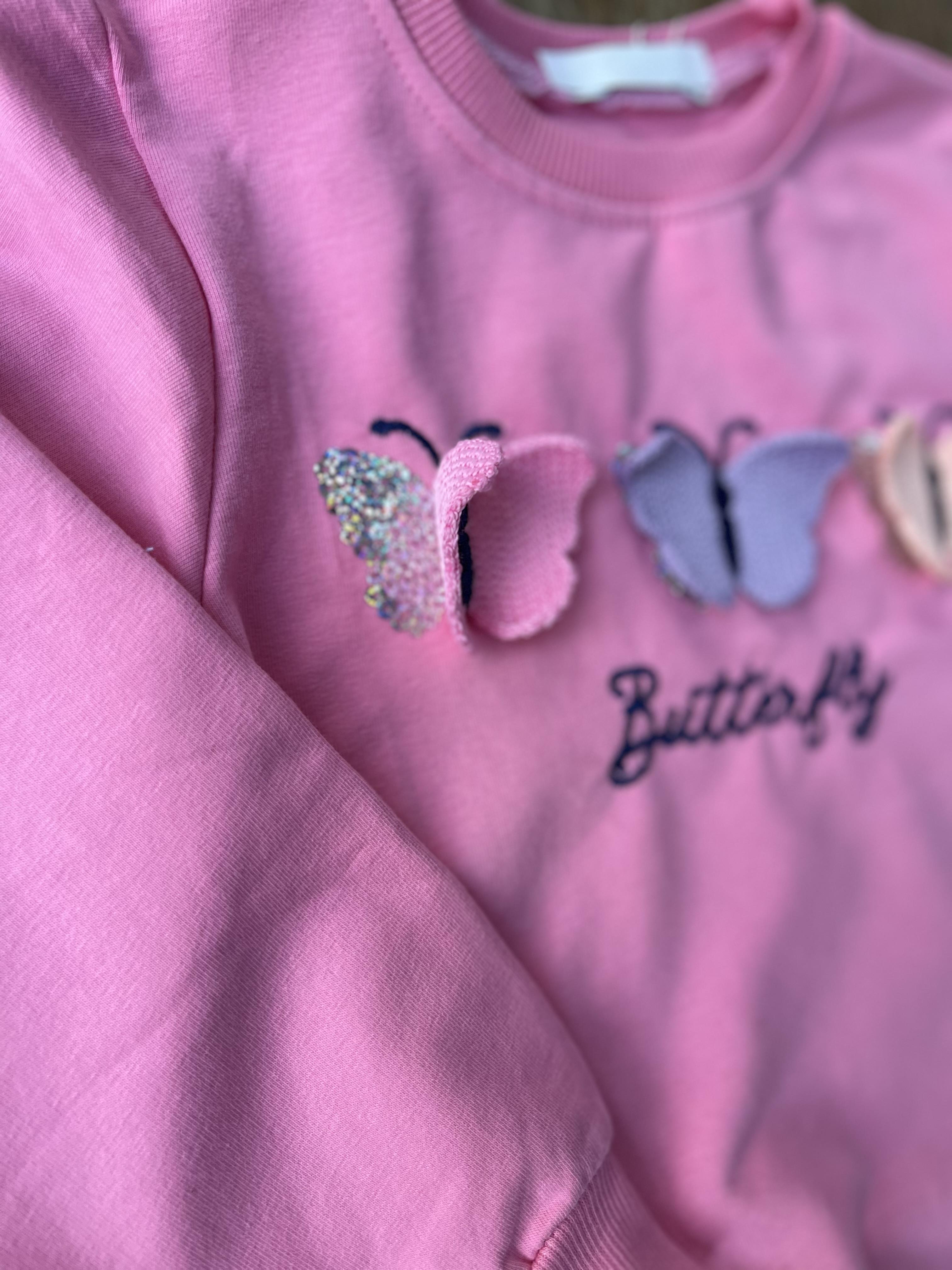 8808 Kids Kelebek Nakışlı Sweat 5-6/12-13 Yaş