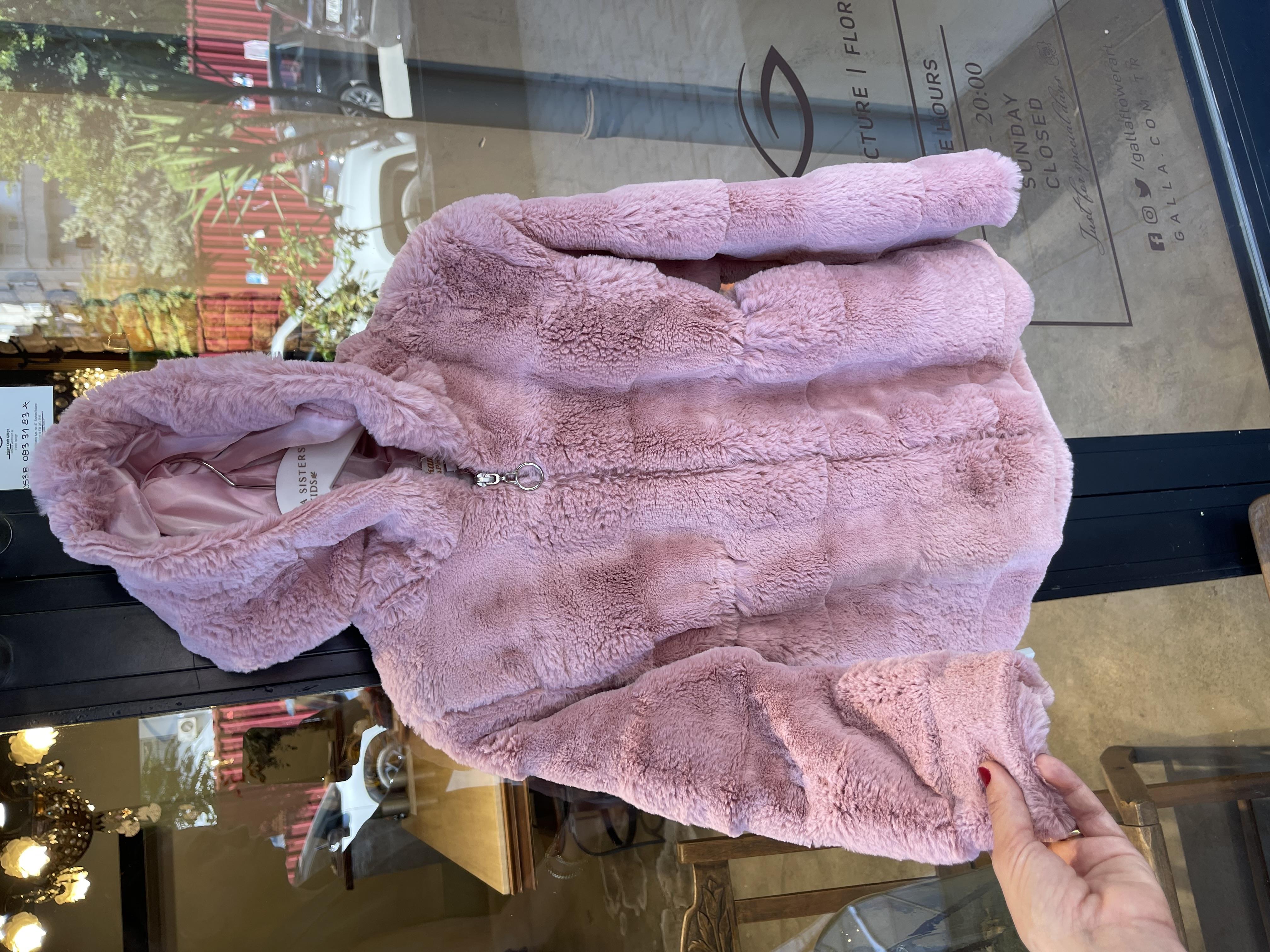 8825 Kids Kapşonlu Peluş Mont 6-7/14-15 Yaş