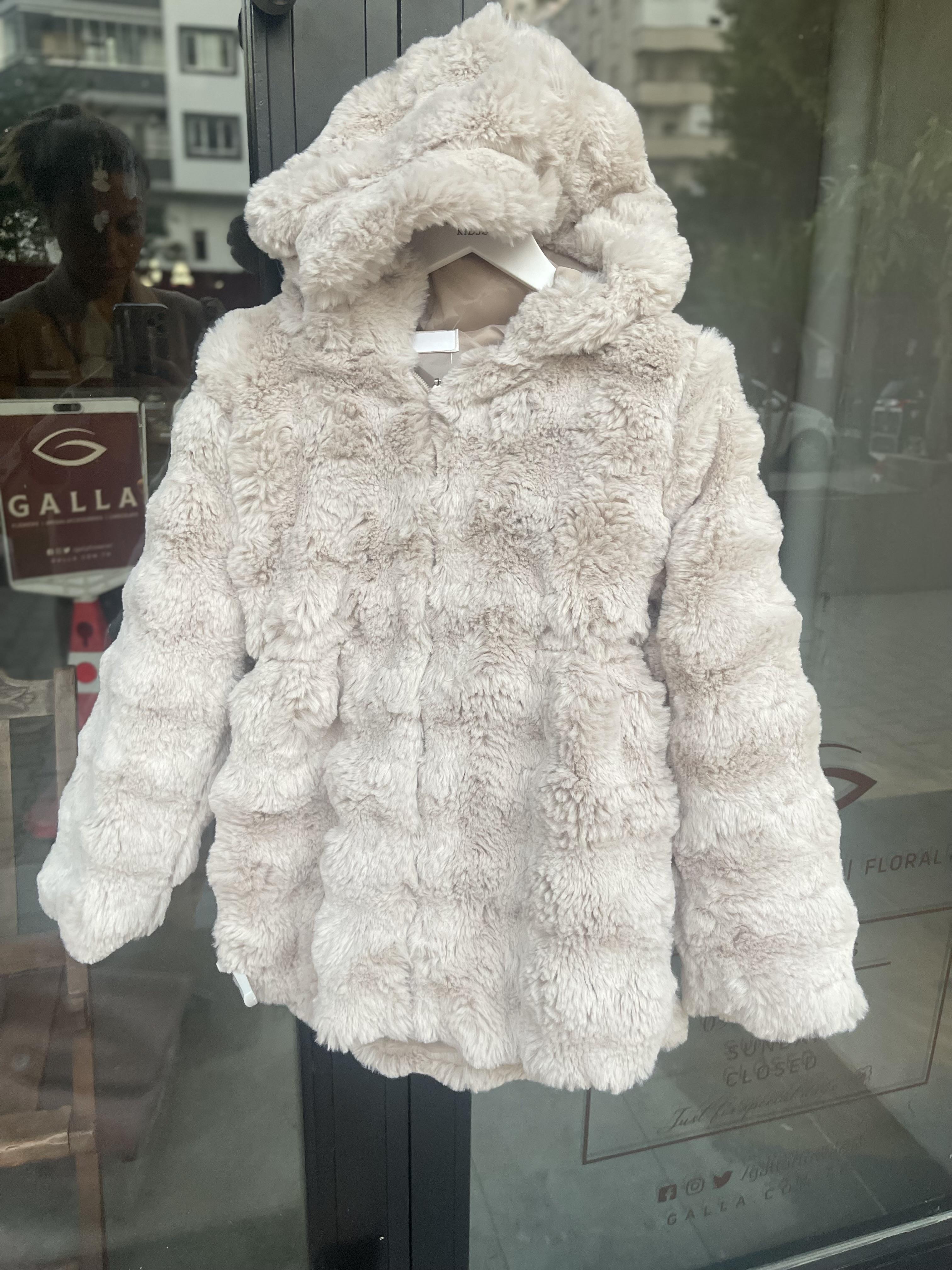 8825 Kids Kapşonlu Peluş Mont 6-7/14-15 Yaş