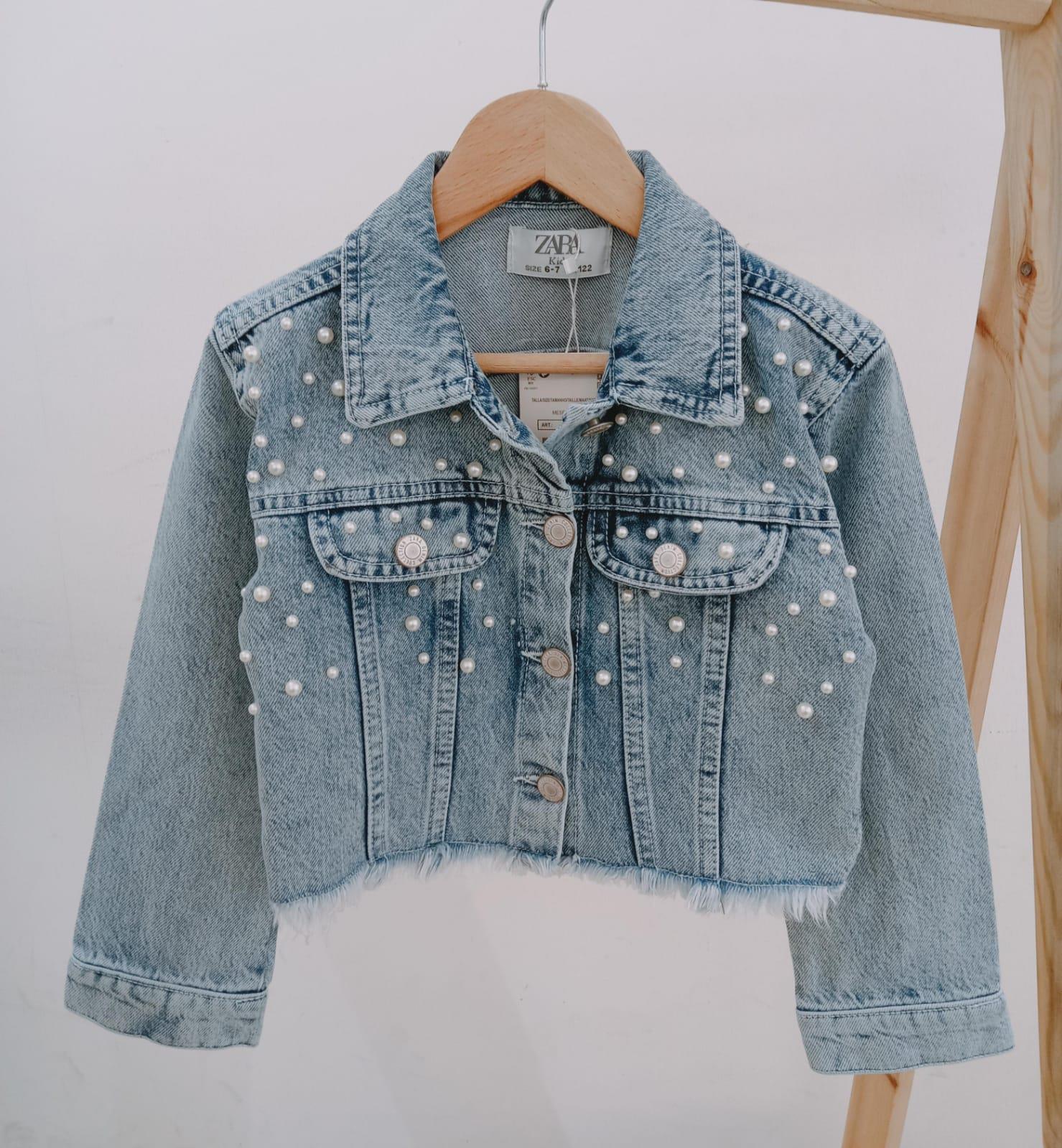 8874 Kids İncili Kot Ceket 6-7/13-14 Yaş