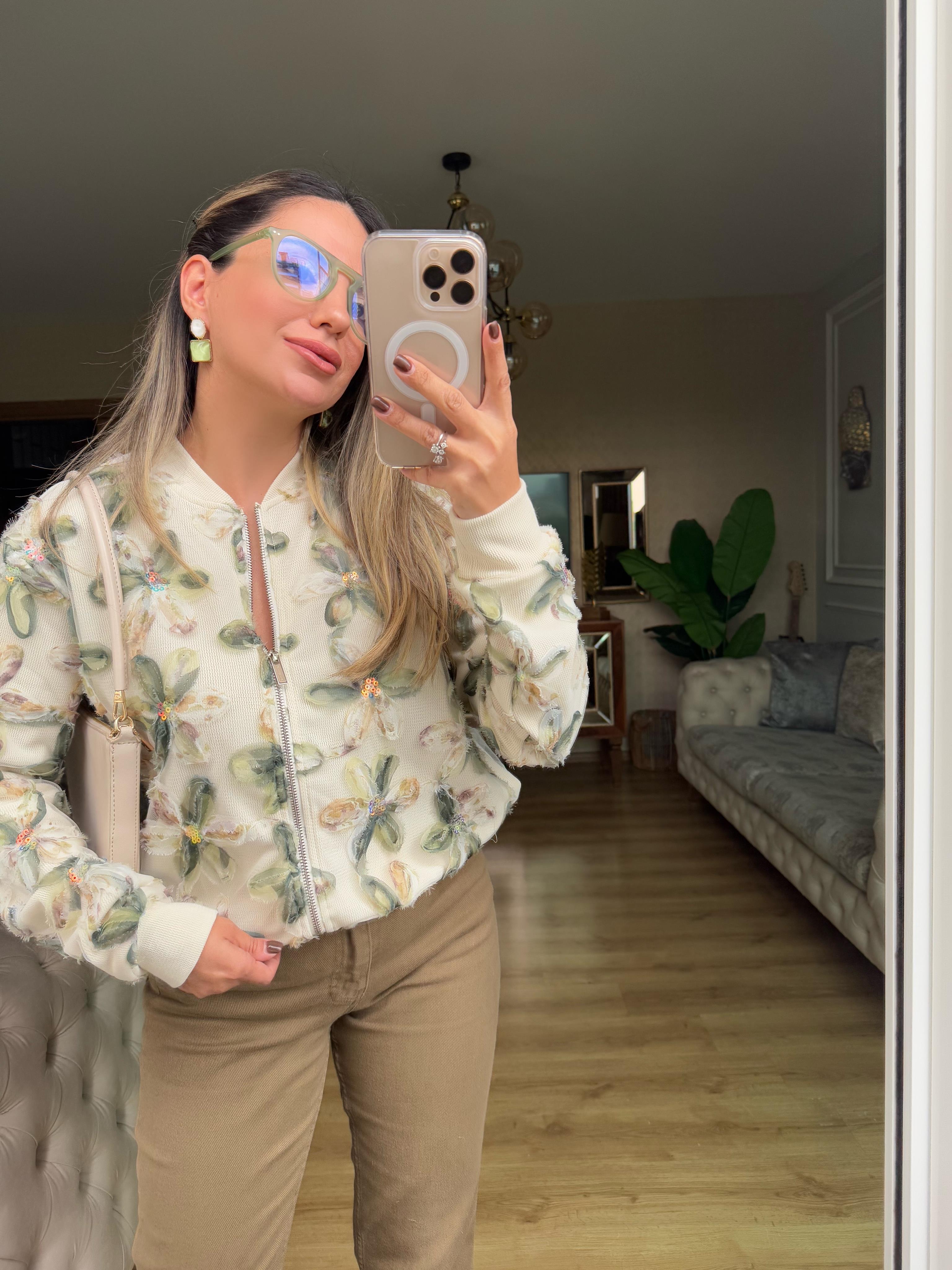 8980 Çiçekli Bomber Ceket