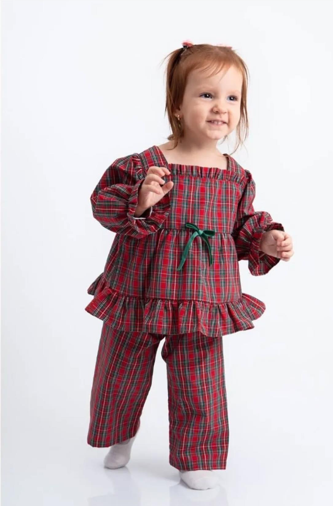 9004 Kids Ekose Kız Pijama Takım 2-3/10-11 Yaş