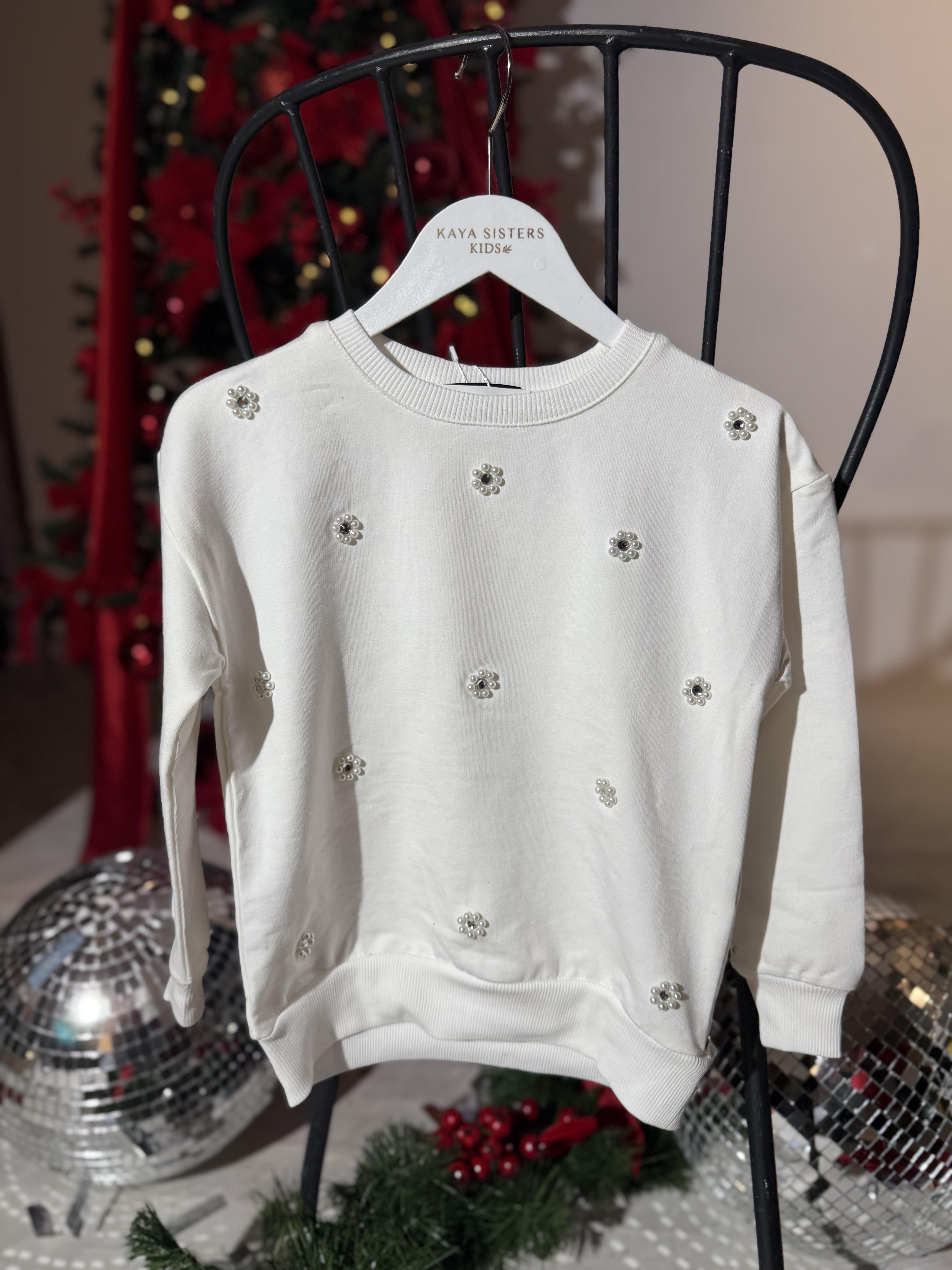 9130 Kids İncili Sweatshirt 5-6/13-14 Yaş