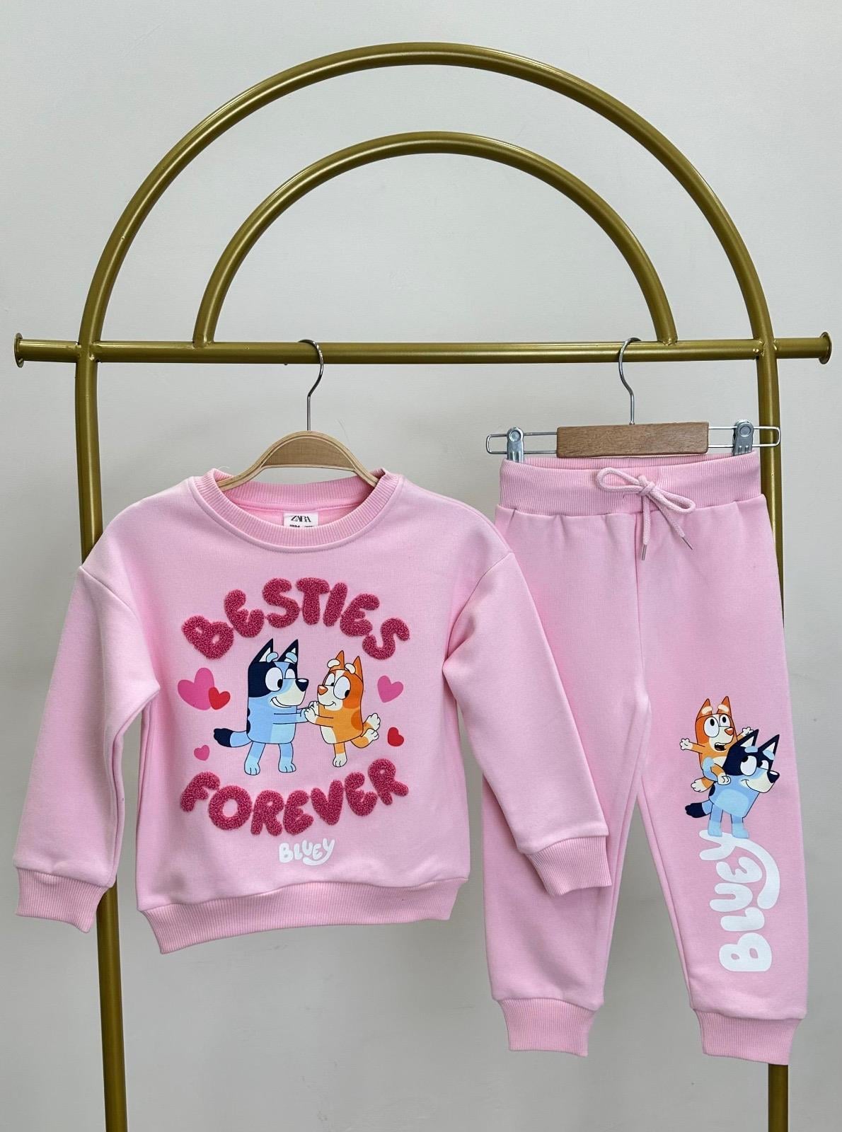 9143 Kids Pembe Bluey Süzeneli Takım 2-3/8 Yaş