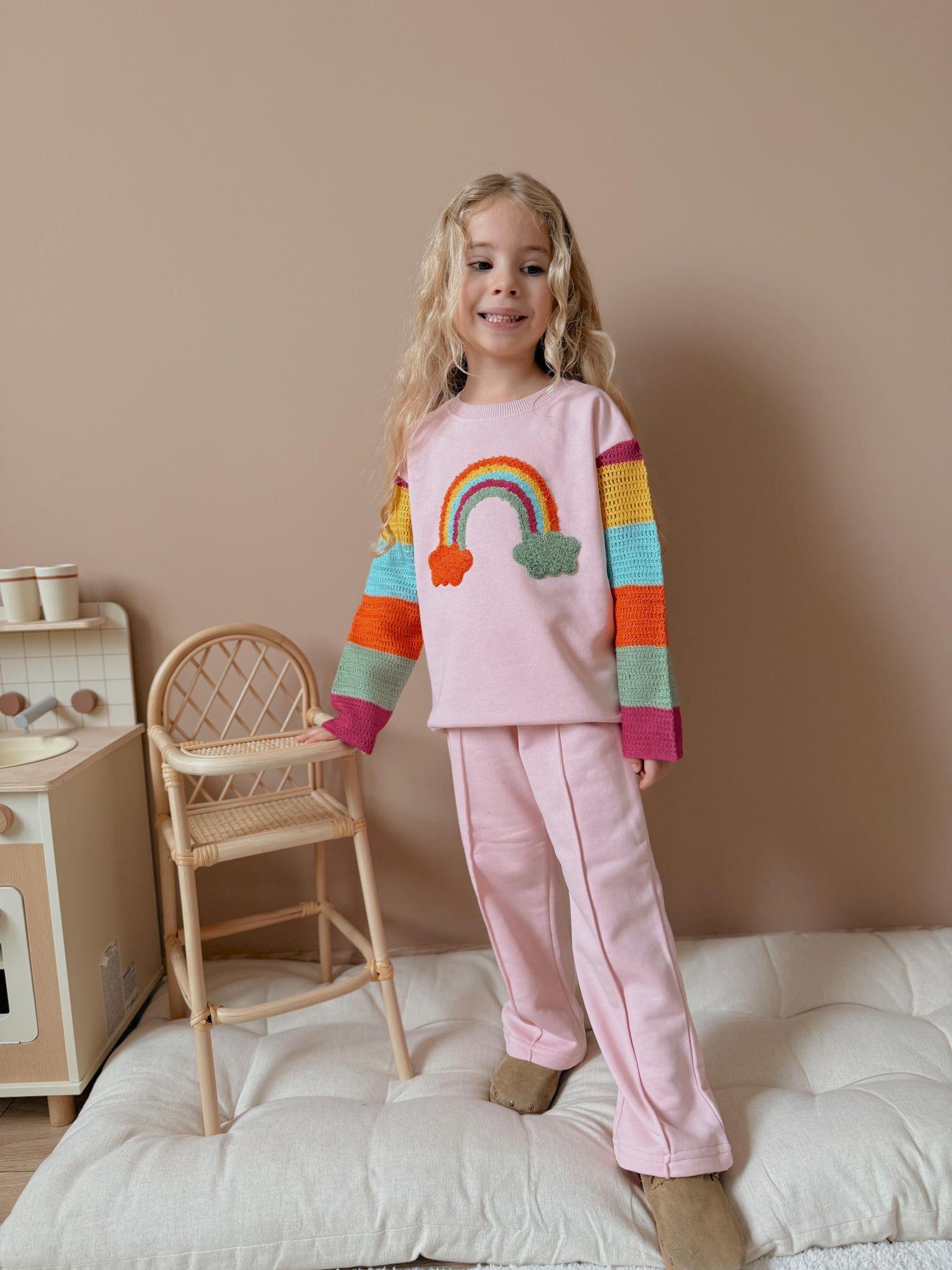 9158 Kids Rainbow Nakışlı Takım 3-4/9-10 Yaş