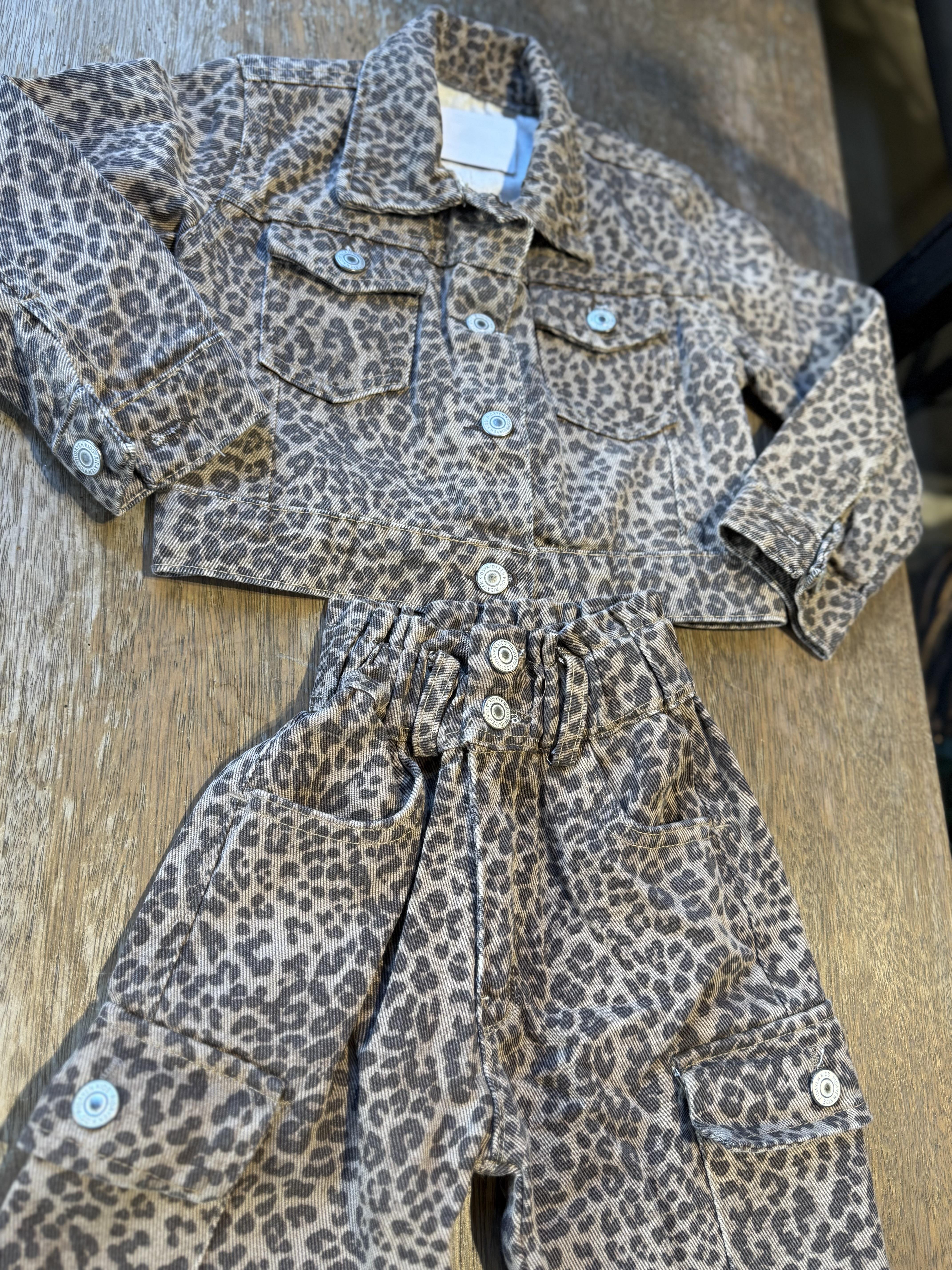 9161 Kids Leopar Ceket Pantolon Takım 5-6/12-13 Yaş