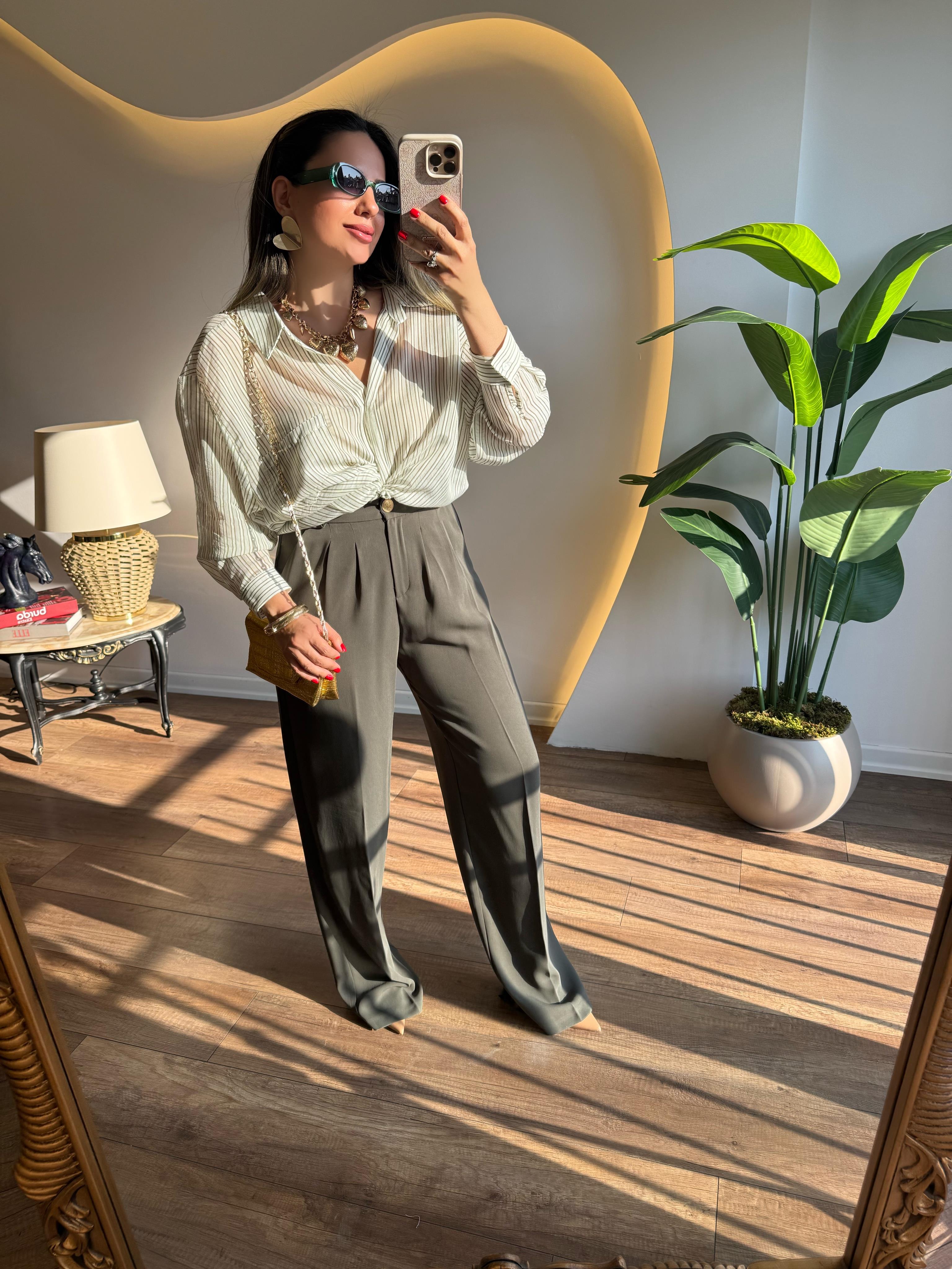 9166 Pileli Palazzo Pantolon