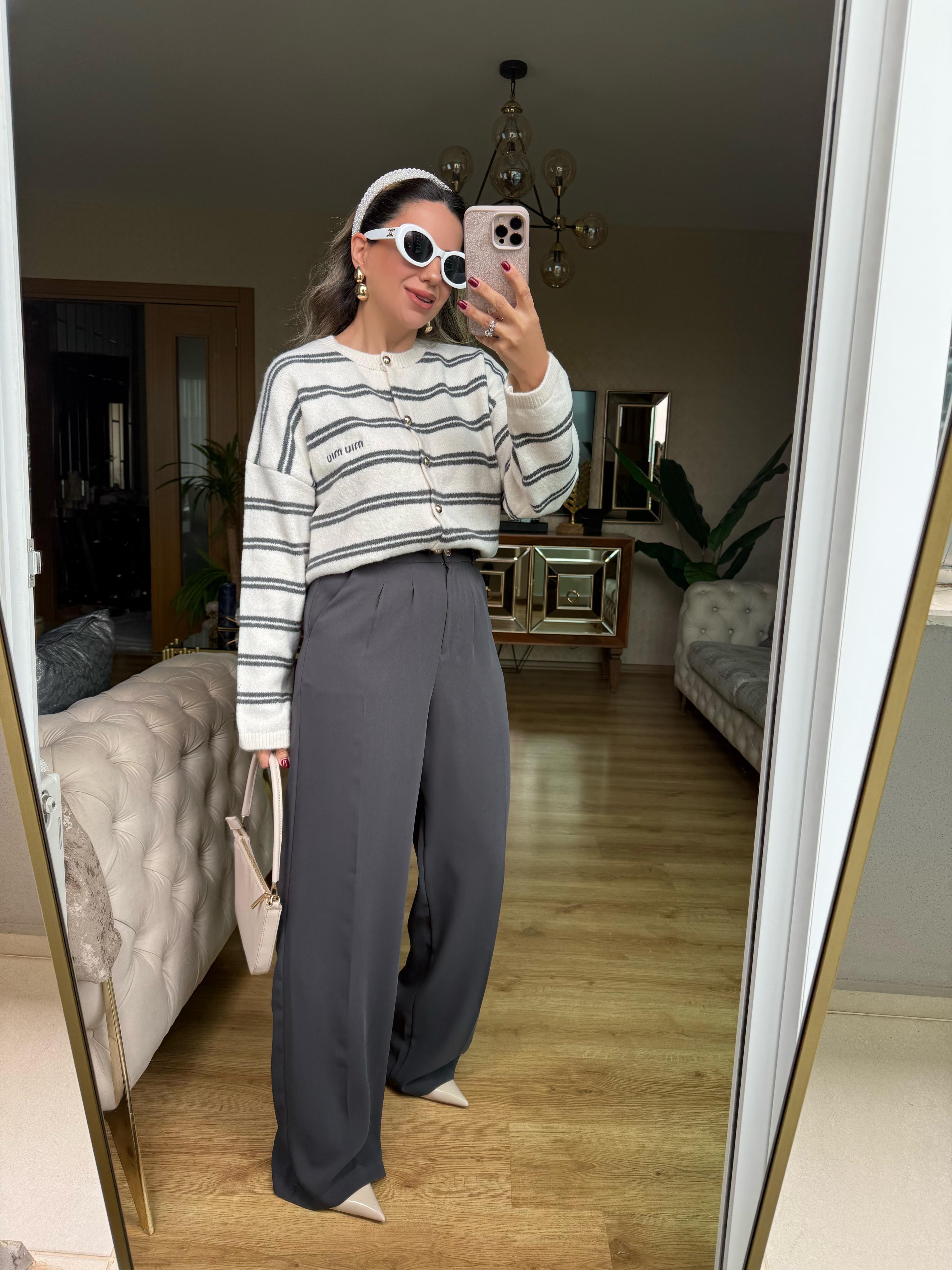 9166 Pileli Palazzo Pantolon