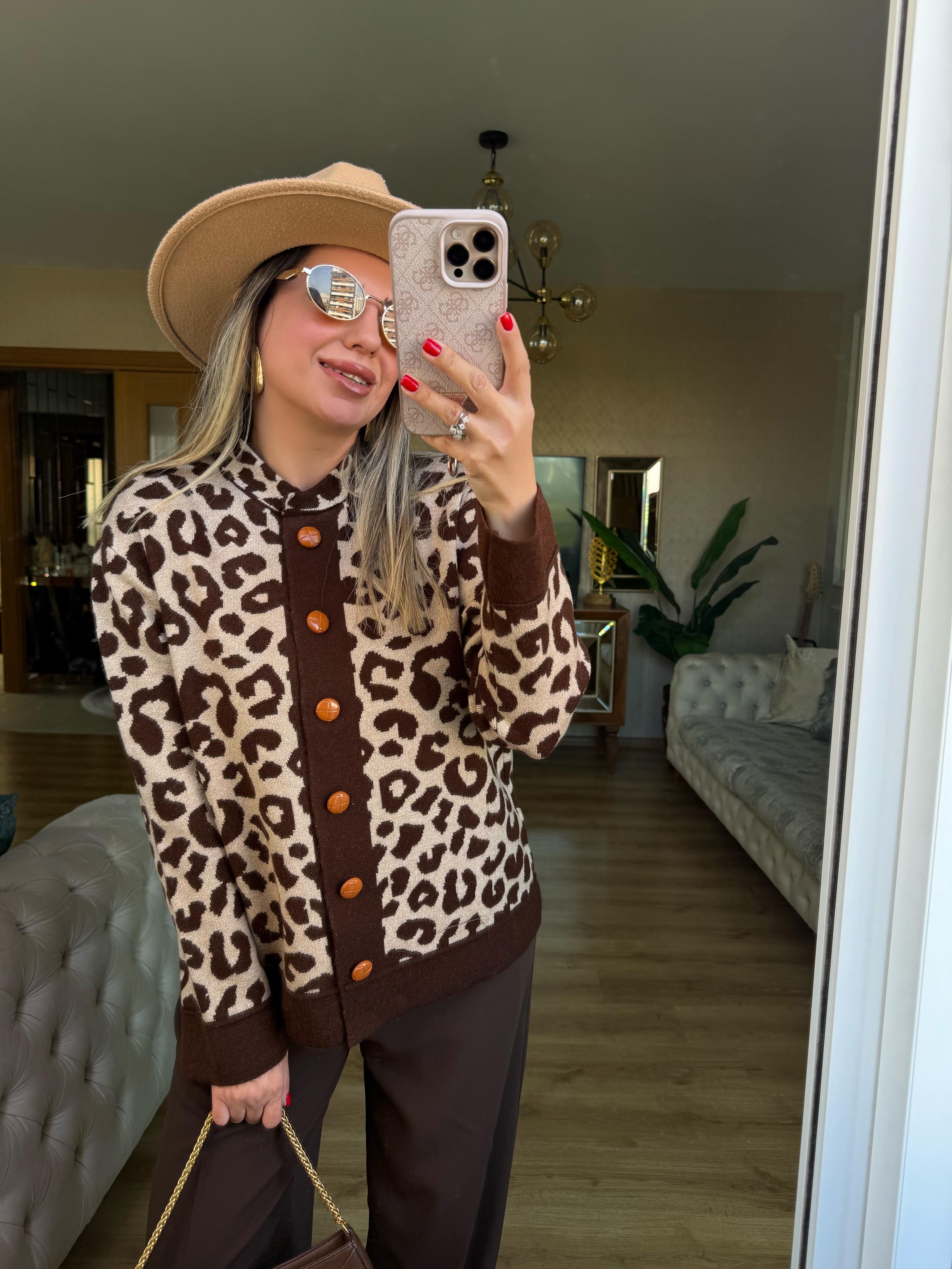9207 Patili Leopar Hırka