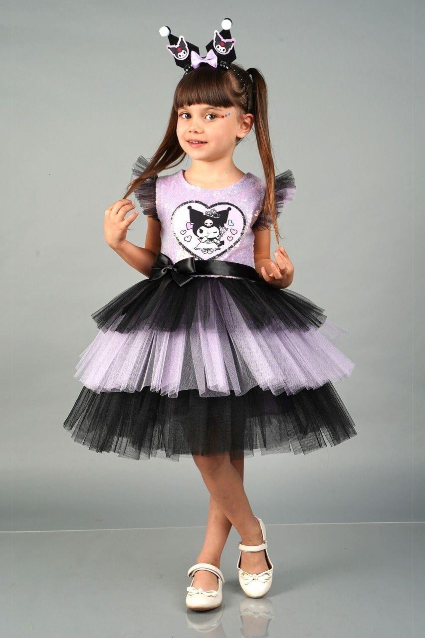 9230 Kids Kat Kat Kuromi Elbise 6-10 Yaş