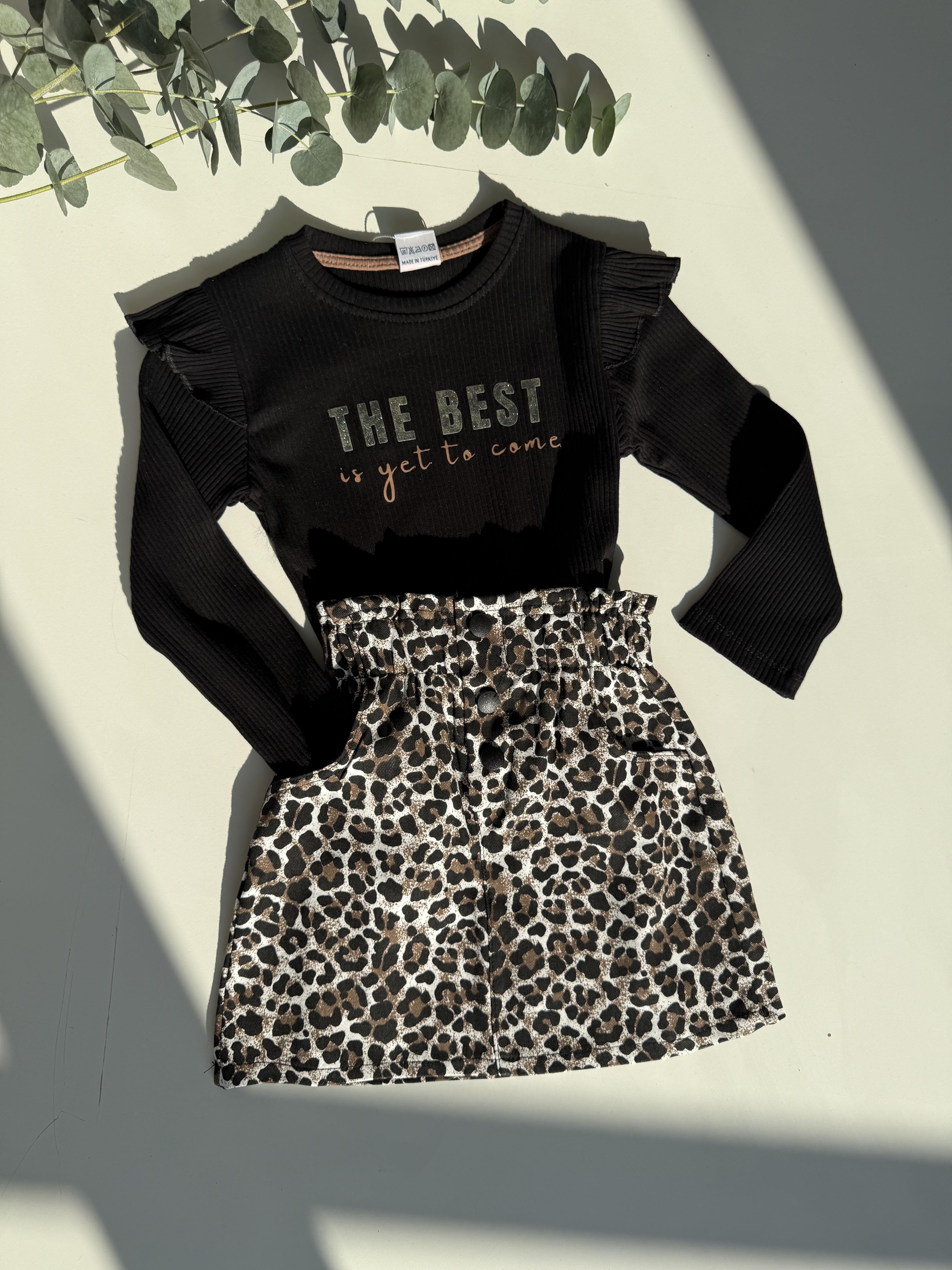 9286 Kids Leopar Etekli The Best Baskılı Takım 3-4/9-10 Yaş