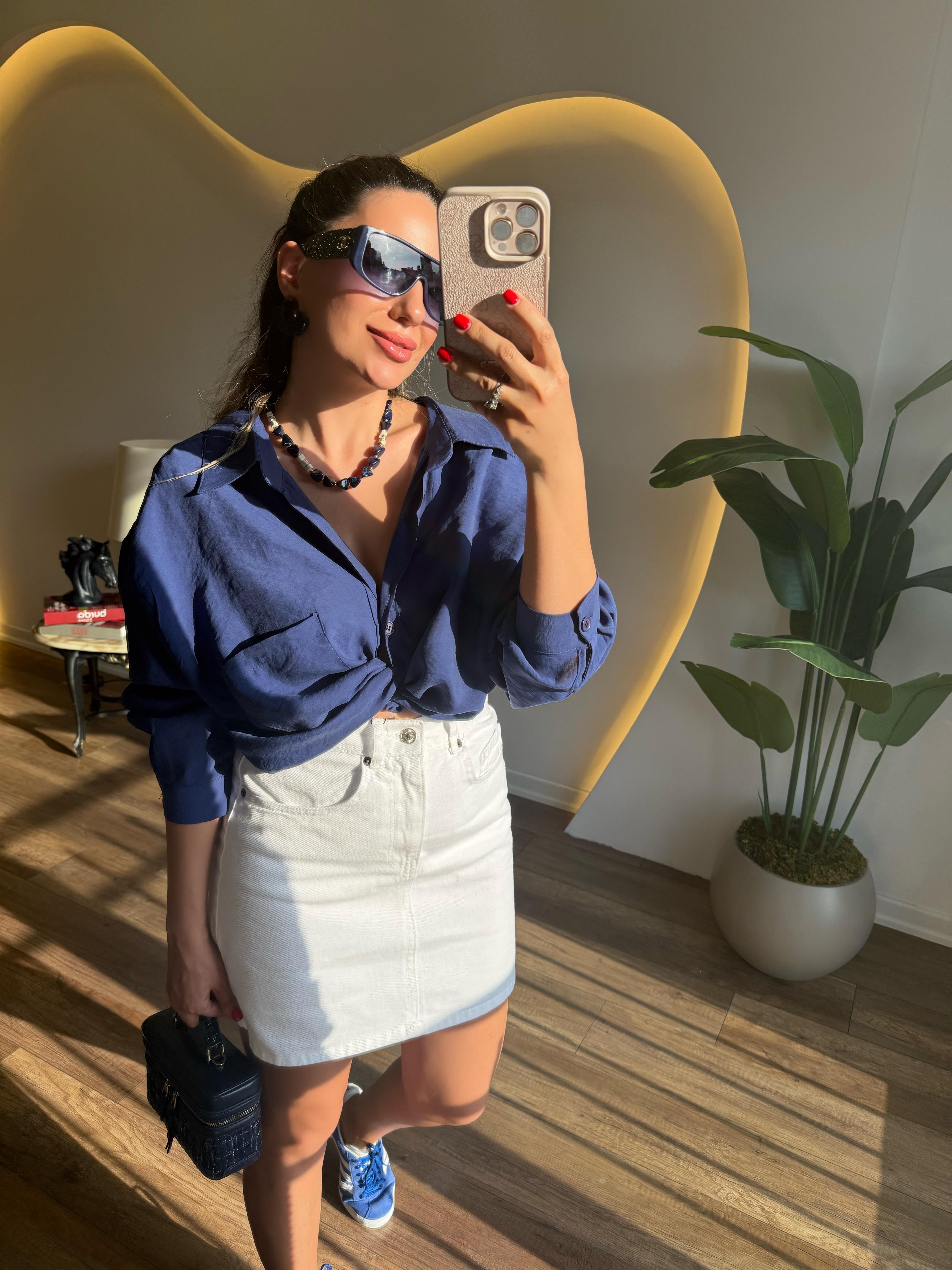9407 Düşük Omuzlu Oversize Gömlek