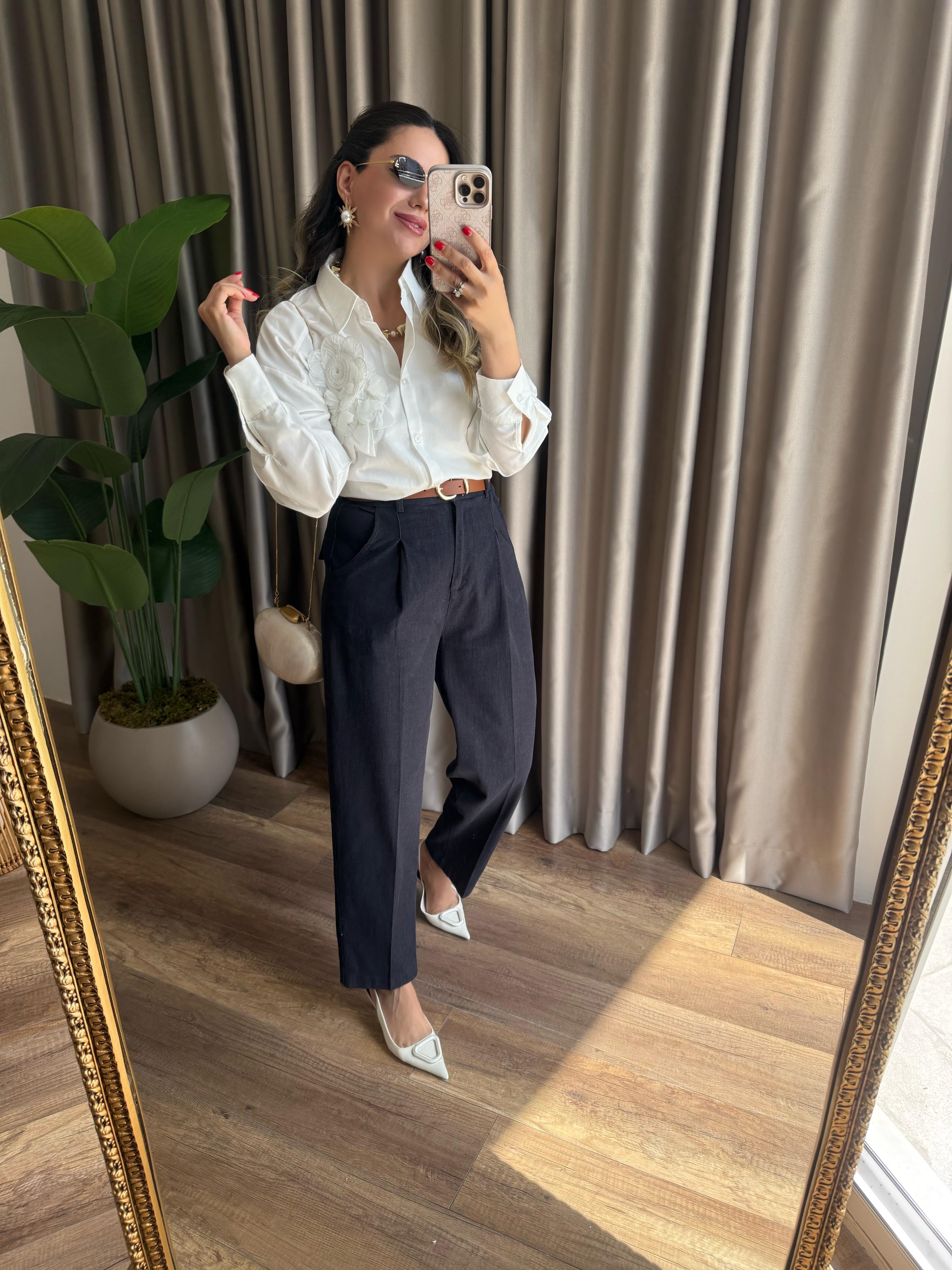 9413 Kemerli Kot Pantolon