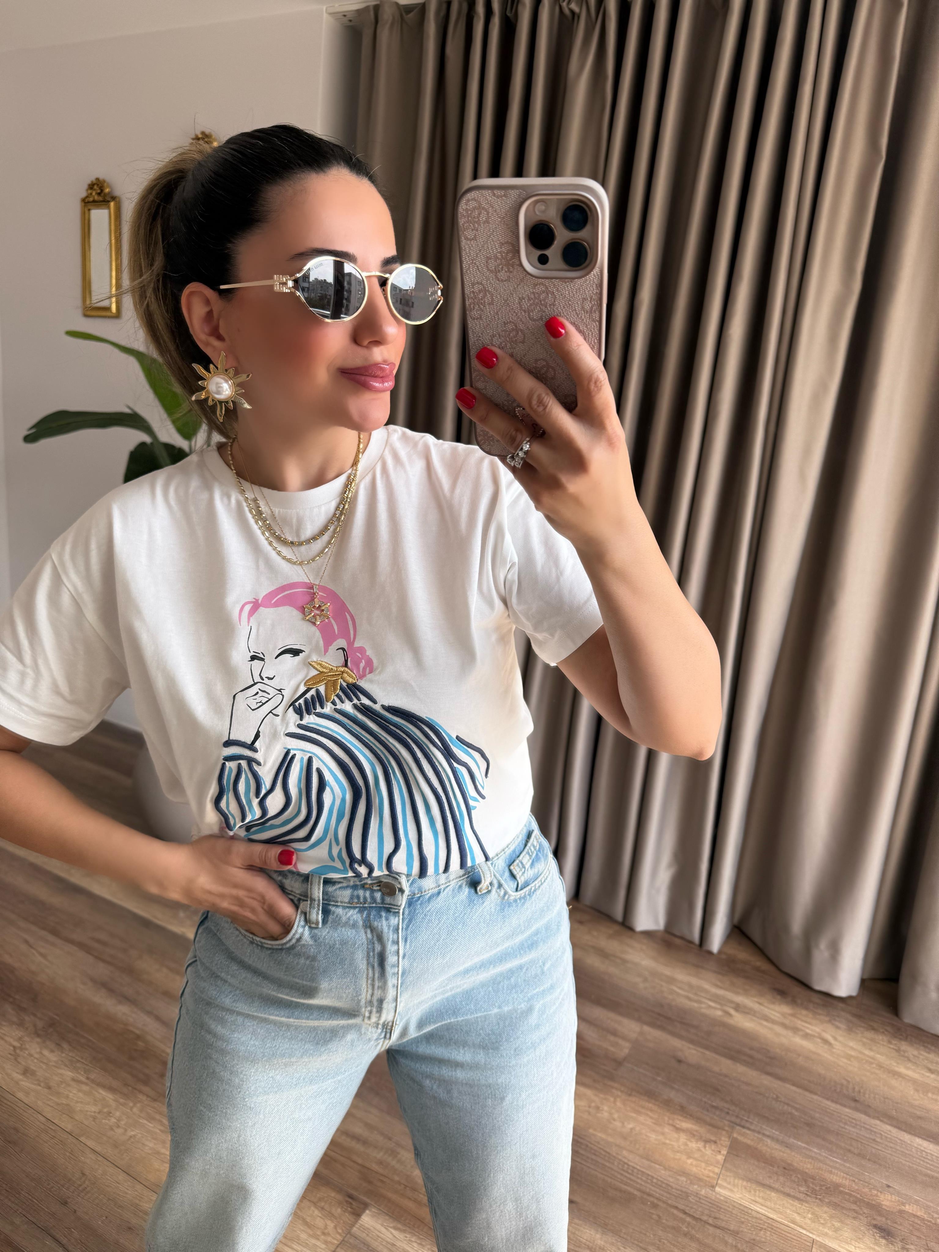 9451 Pembe Baskılı Tshirt