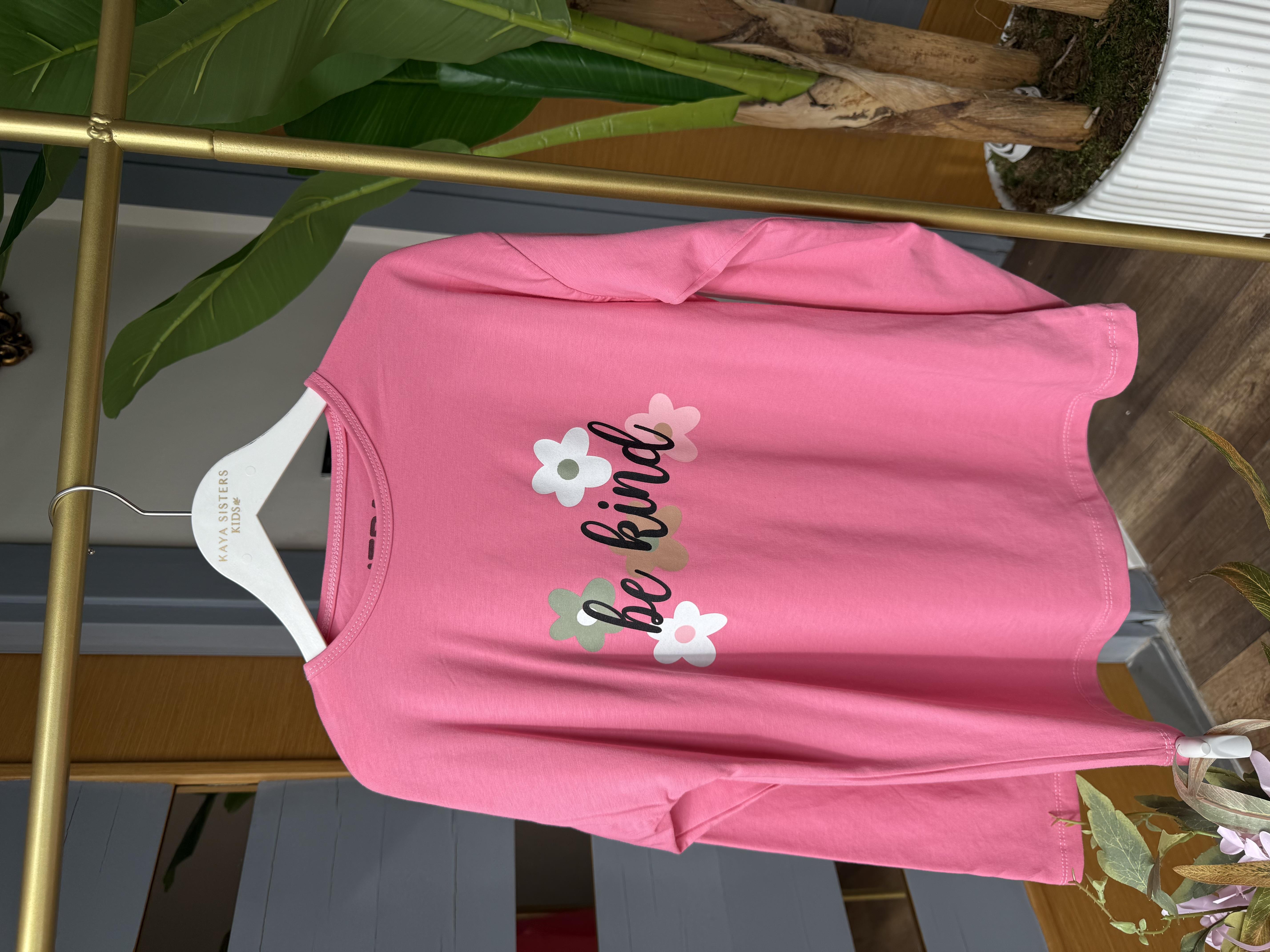 9485 Kids Be Kind Baskılı Pembe Tshirt 8-12 Yaş
