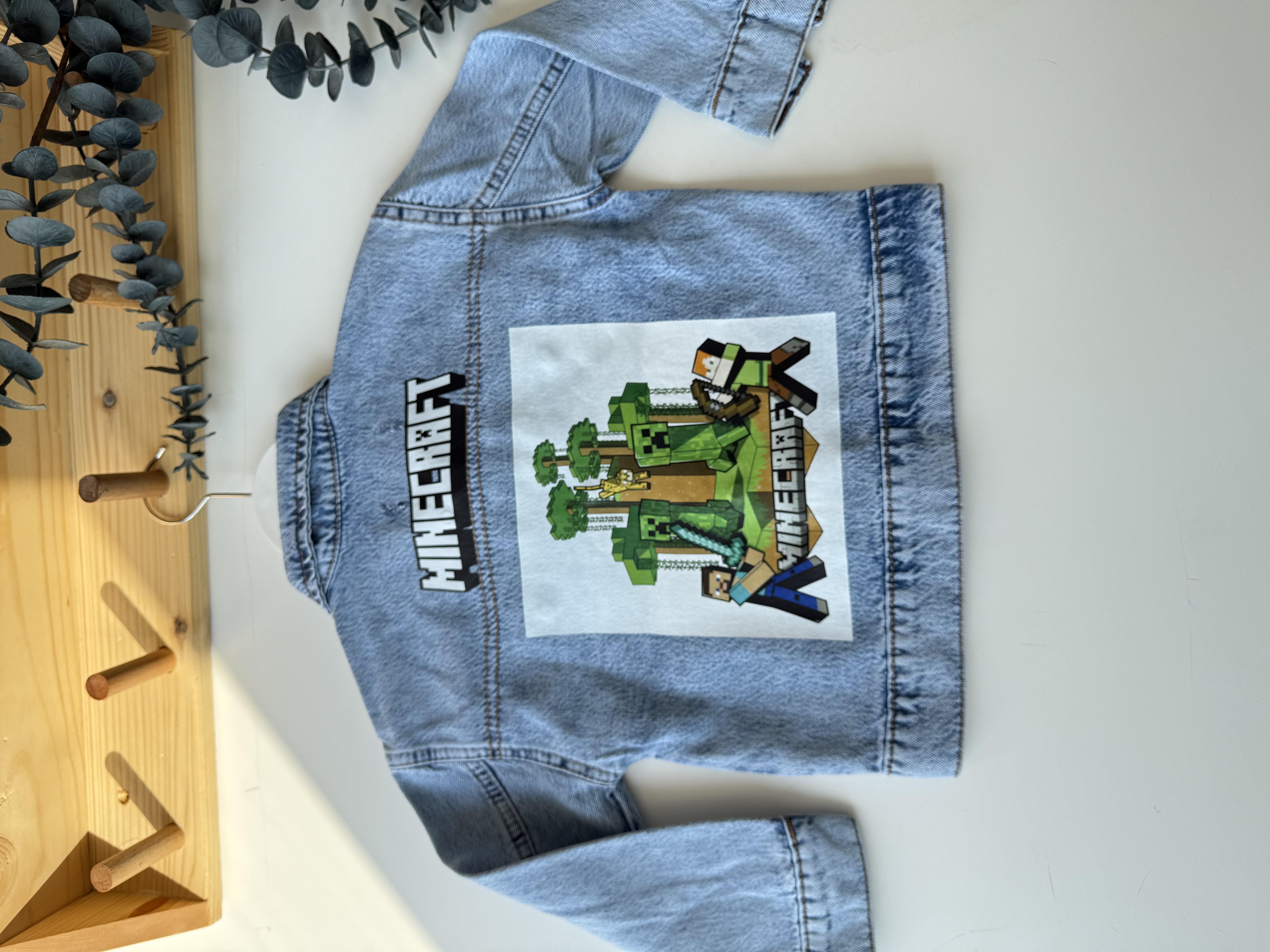 9507 Kids Minecraft Baskılı Kot Ceket 3-4/9-10 Yaş