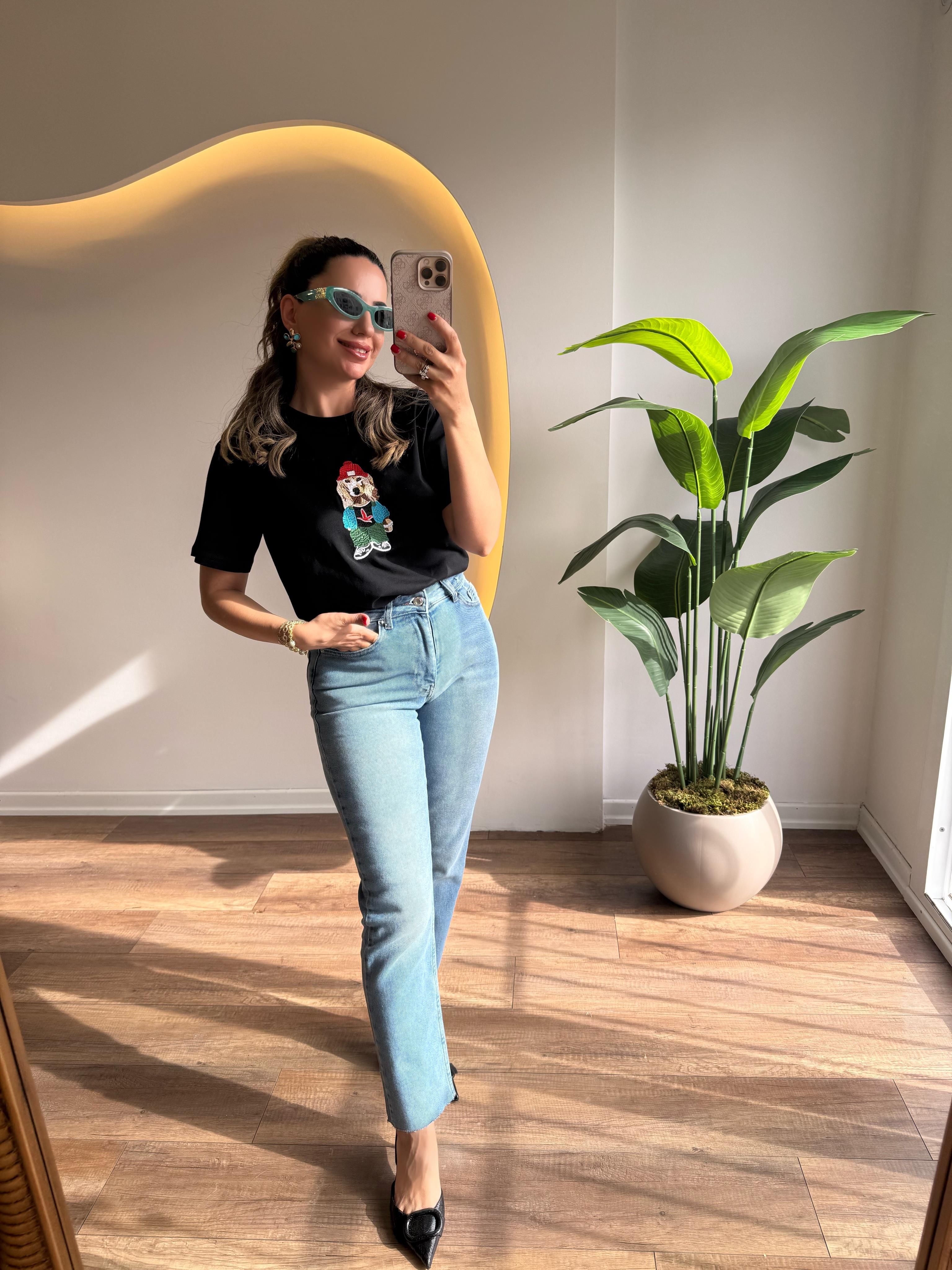 9532 Mom Fit Paça Kesik Jean