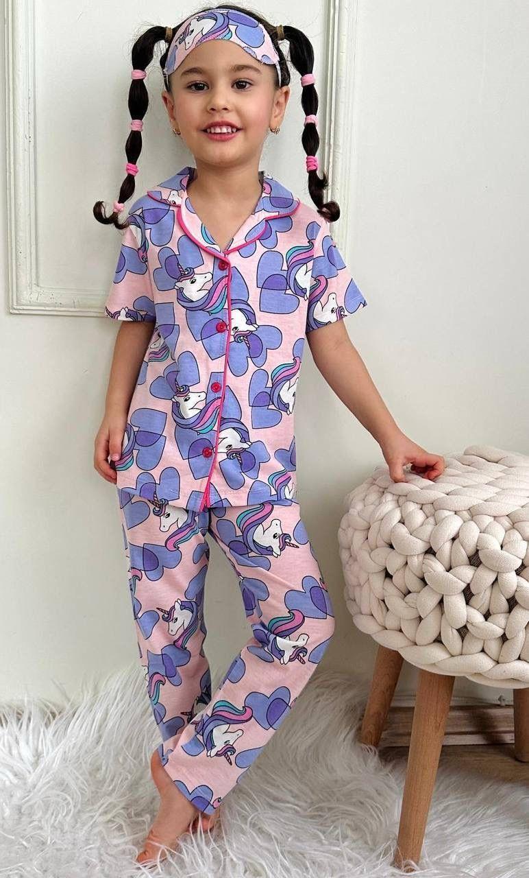 9570 Kids Düğmeli Pijama Takım 4-5/11-12 Yaş