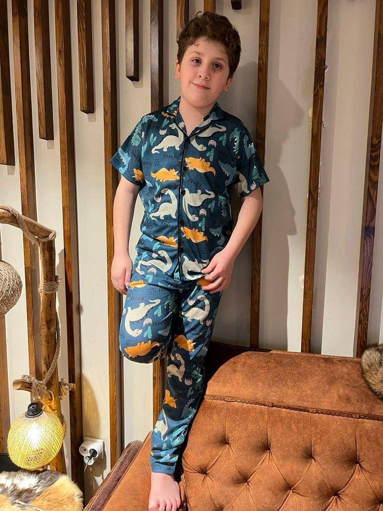 9570 Kids Düğmeli Pijama Takım 4-5/11-12 Yaş