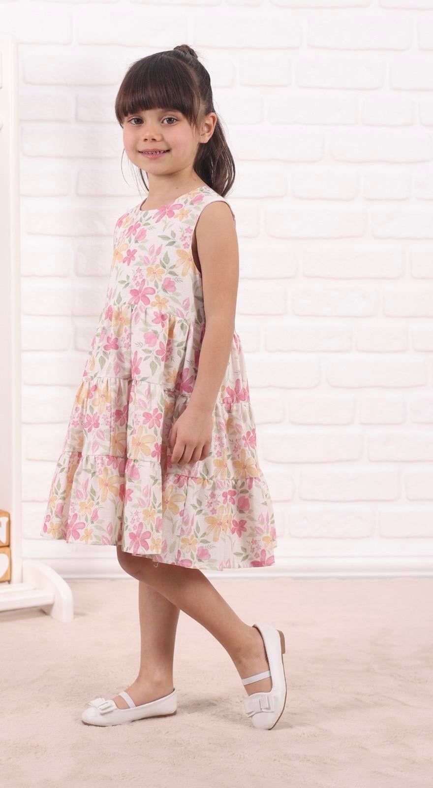 9596 Kids Etnik Desenli Kız Elbise 2-3/7-8 Yaş