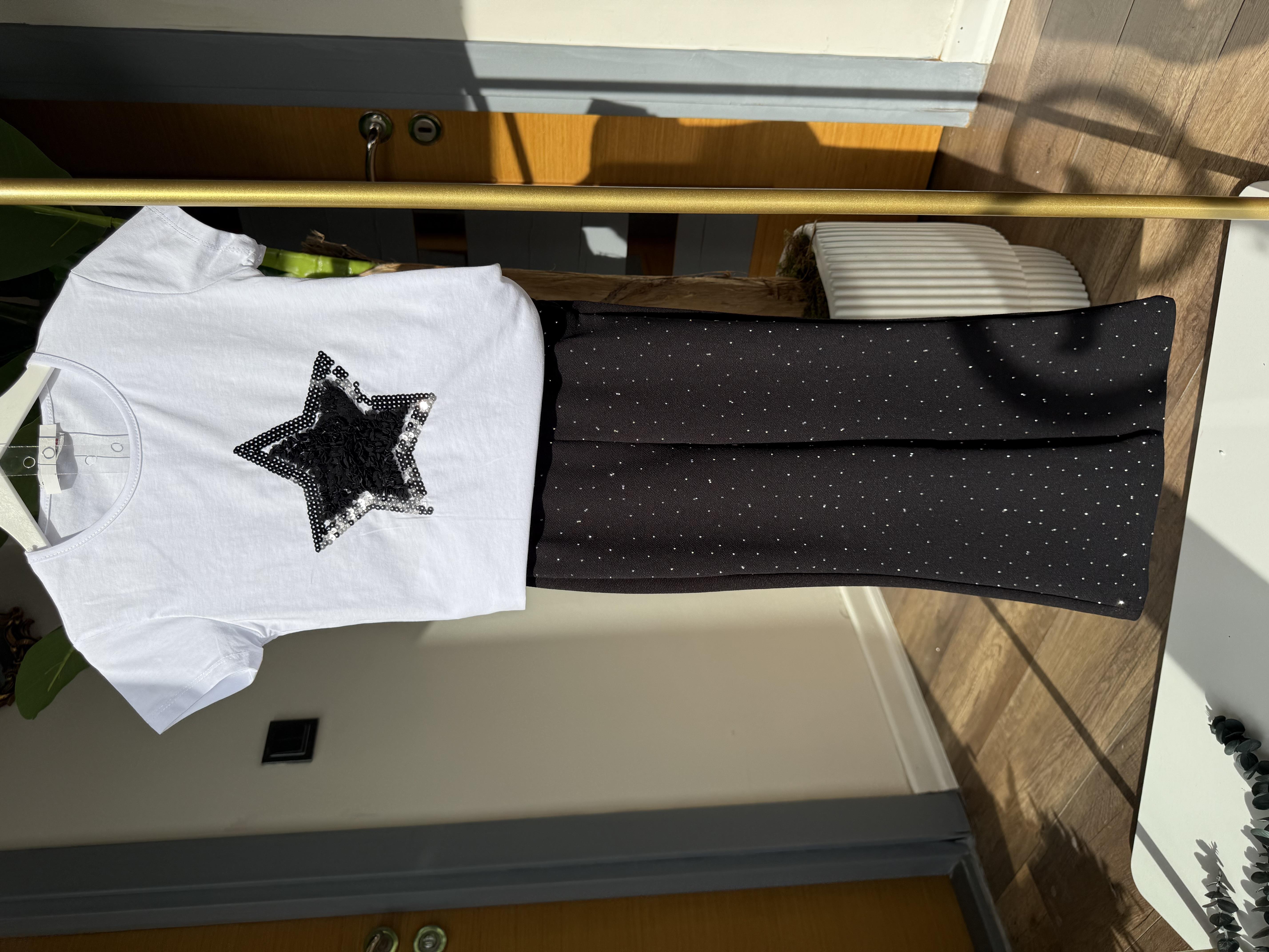 9604 Kids Önü Yıldız Kabartmalı Tshirt 7-12 Yaş