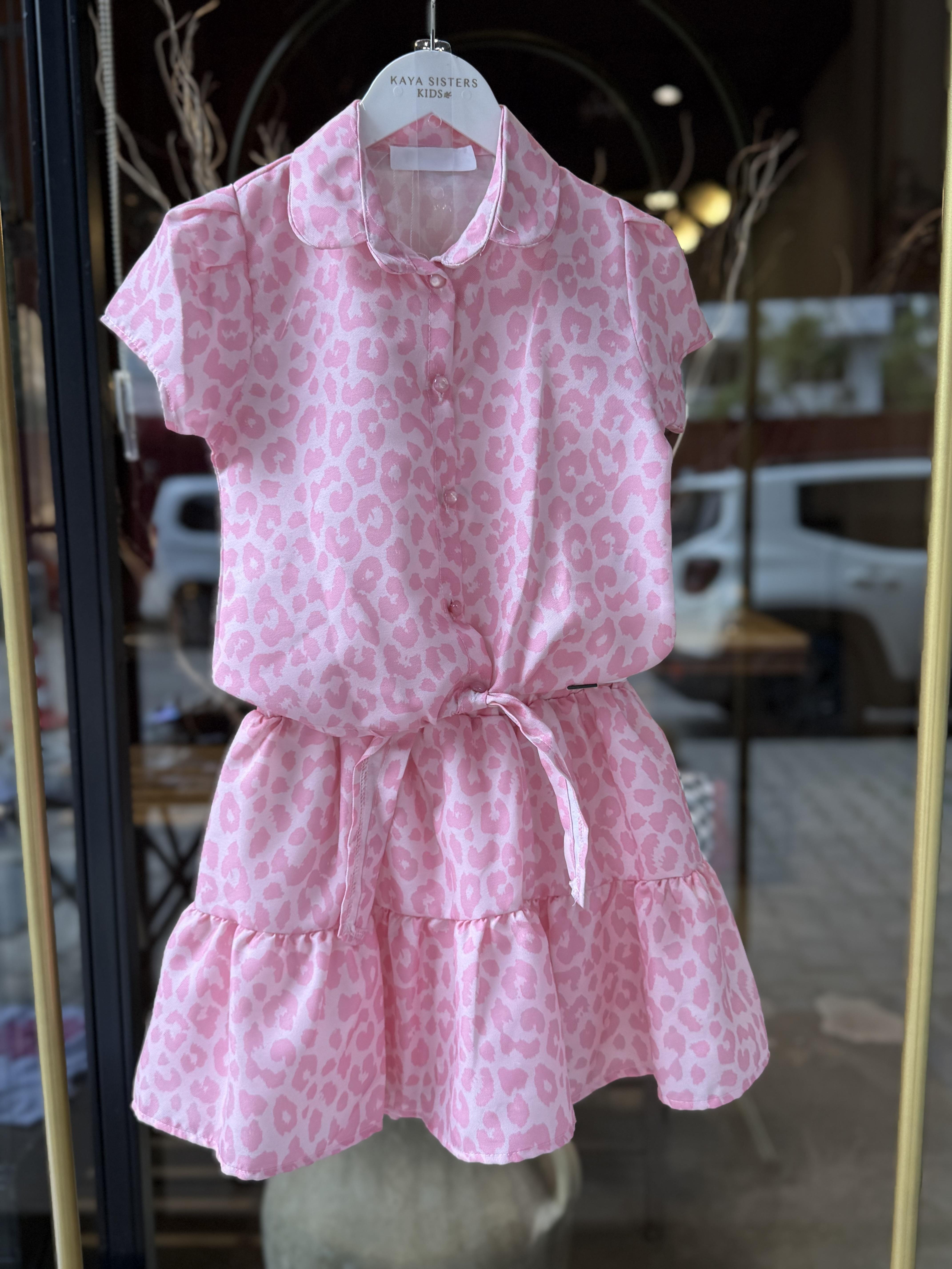 9625 Kids Pembe Leopar Kız Takım 6-9 Yaş