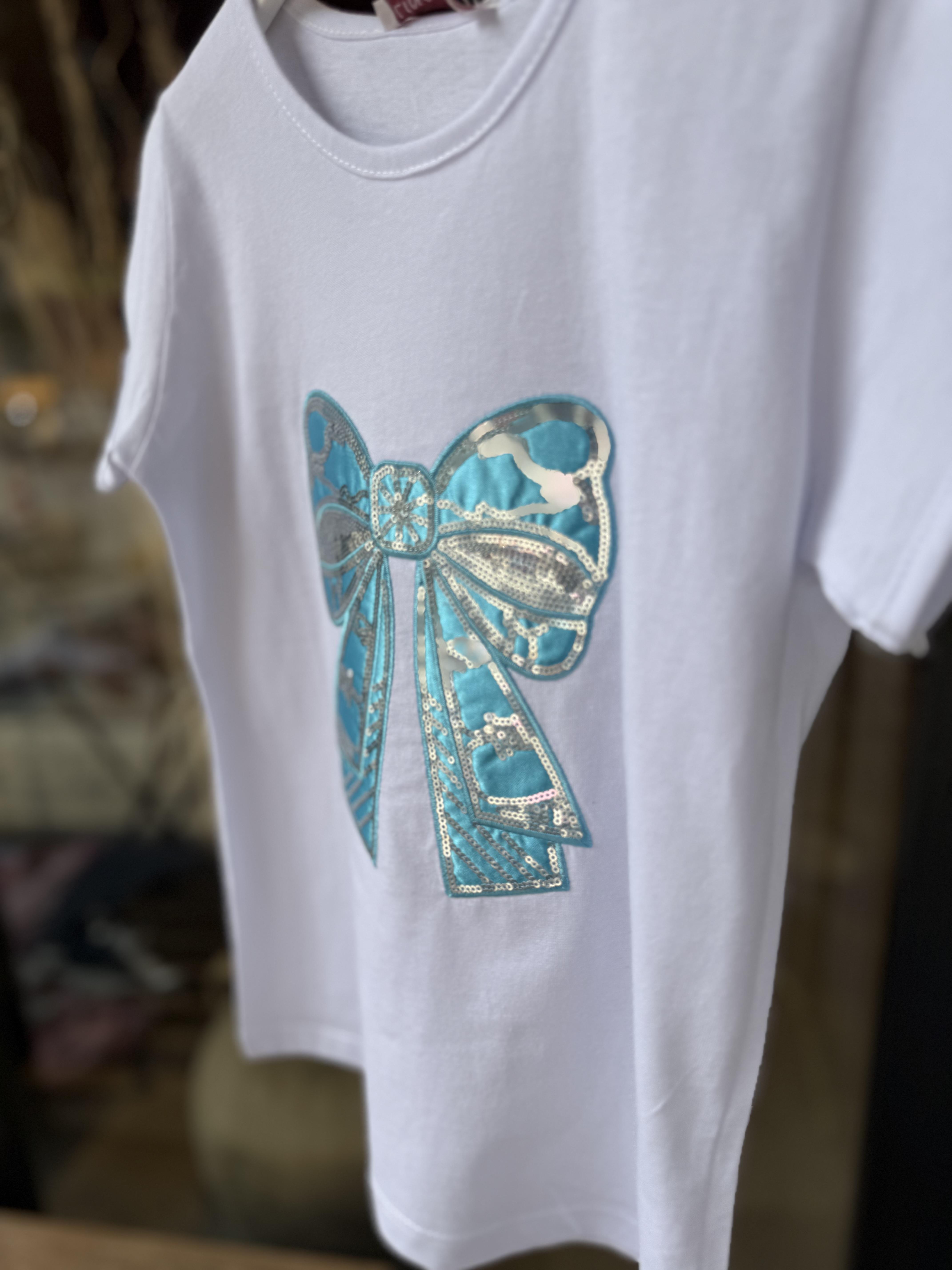 9654 Kids Önü Fiyonk Payetli Tshirt 6-7/10-11 Yaş