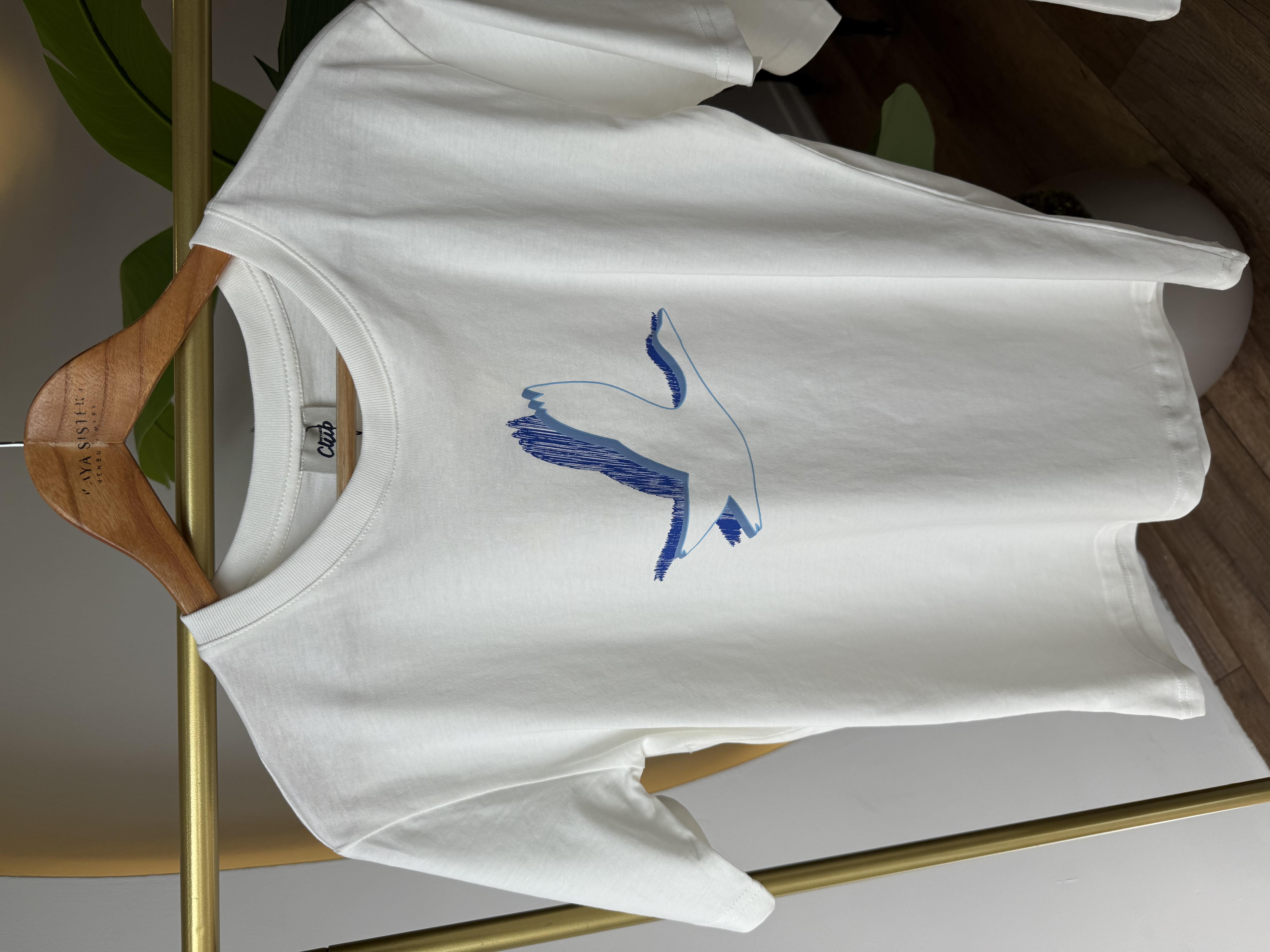 9655 Gölgeli Kuşlu Tshirt