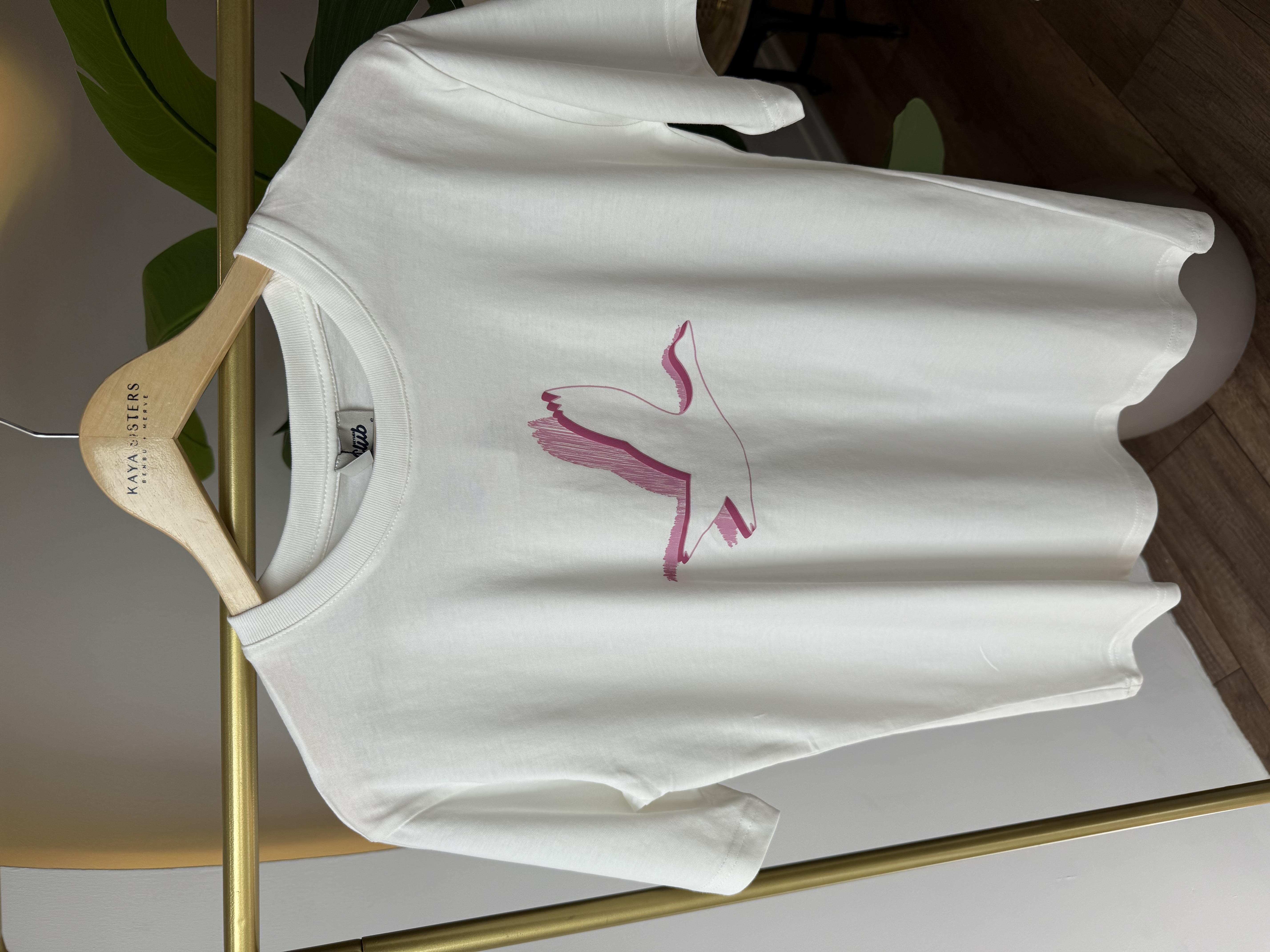9655 Gölgeli Kuşlu Tshirt