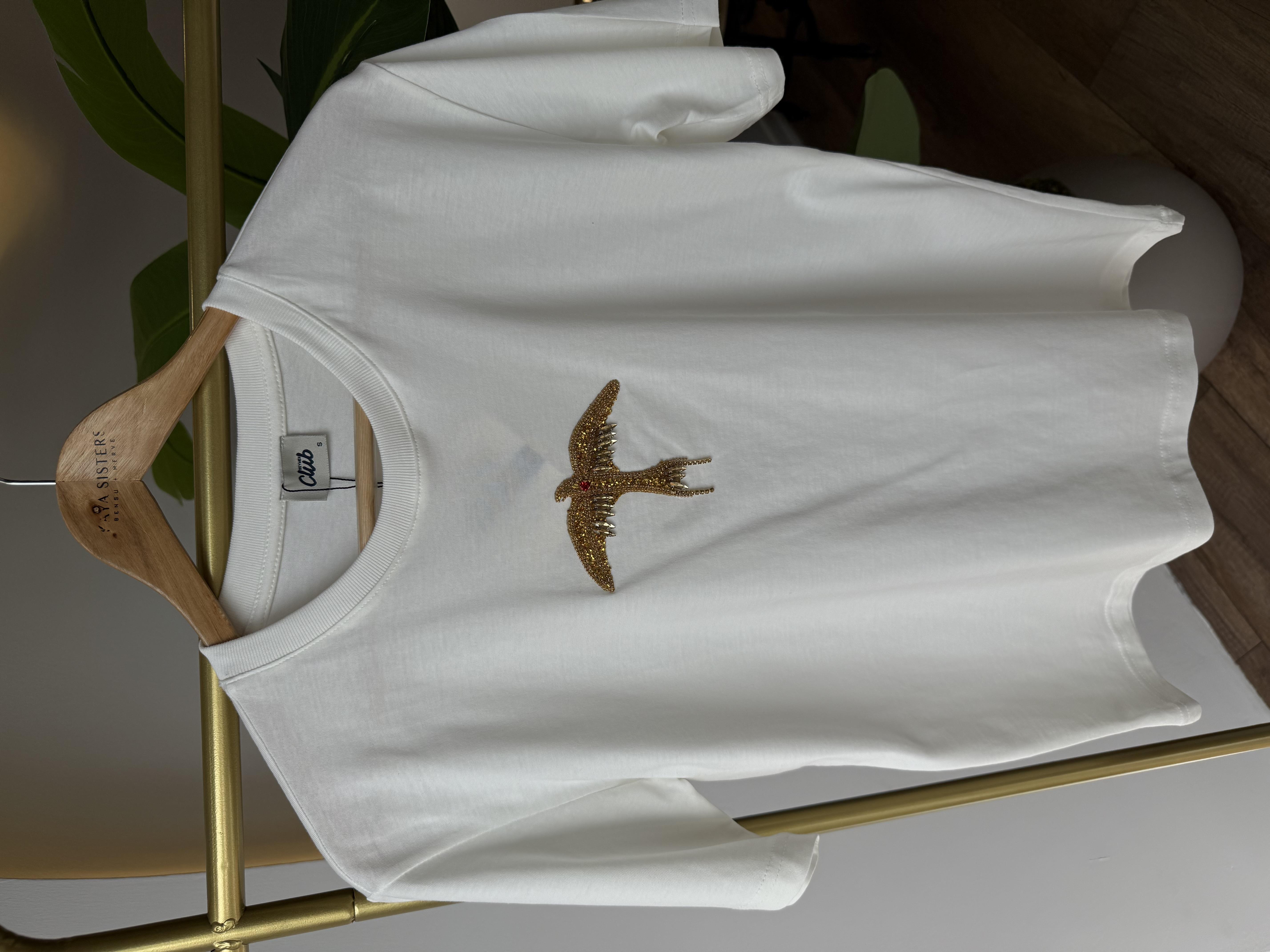 9656 Gold Kartal Kuşlu Tshirt