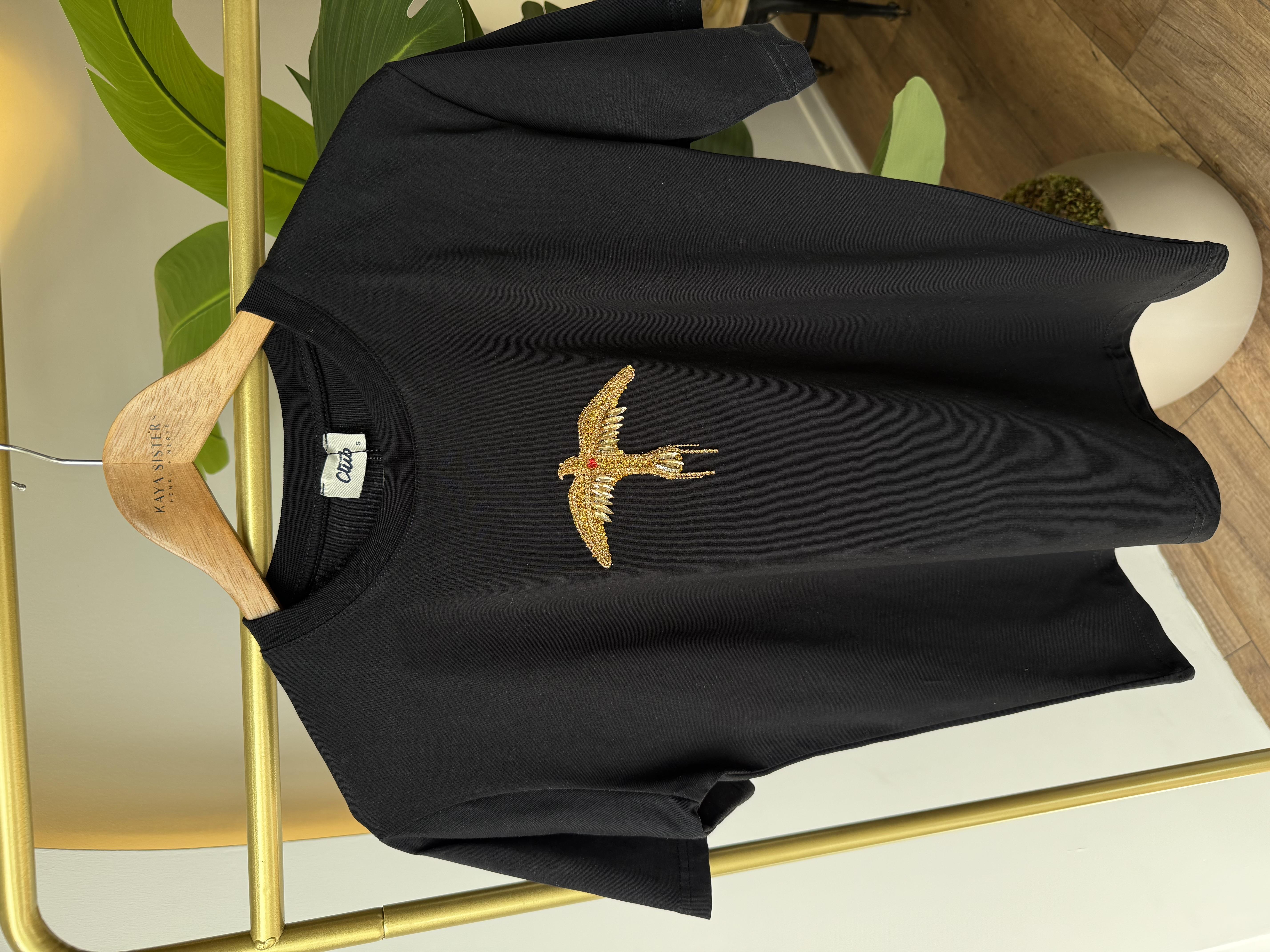 9656 Gold Kartal Kuşlu Tshirt