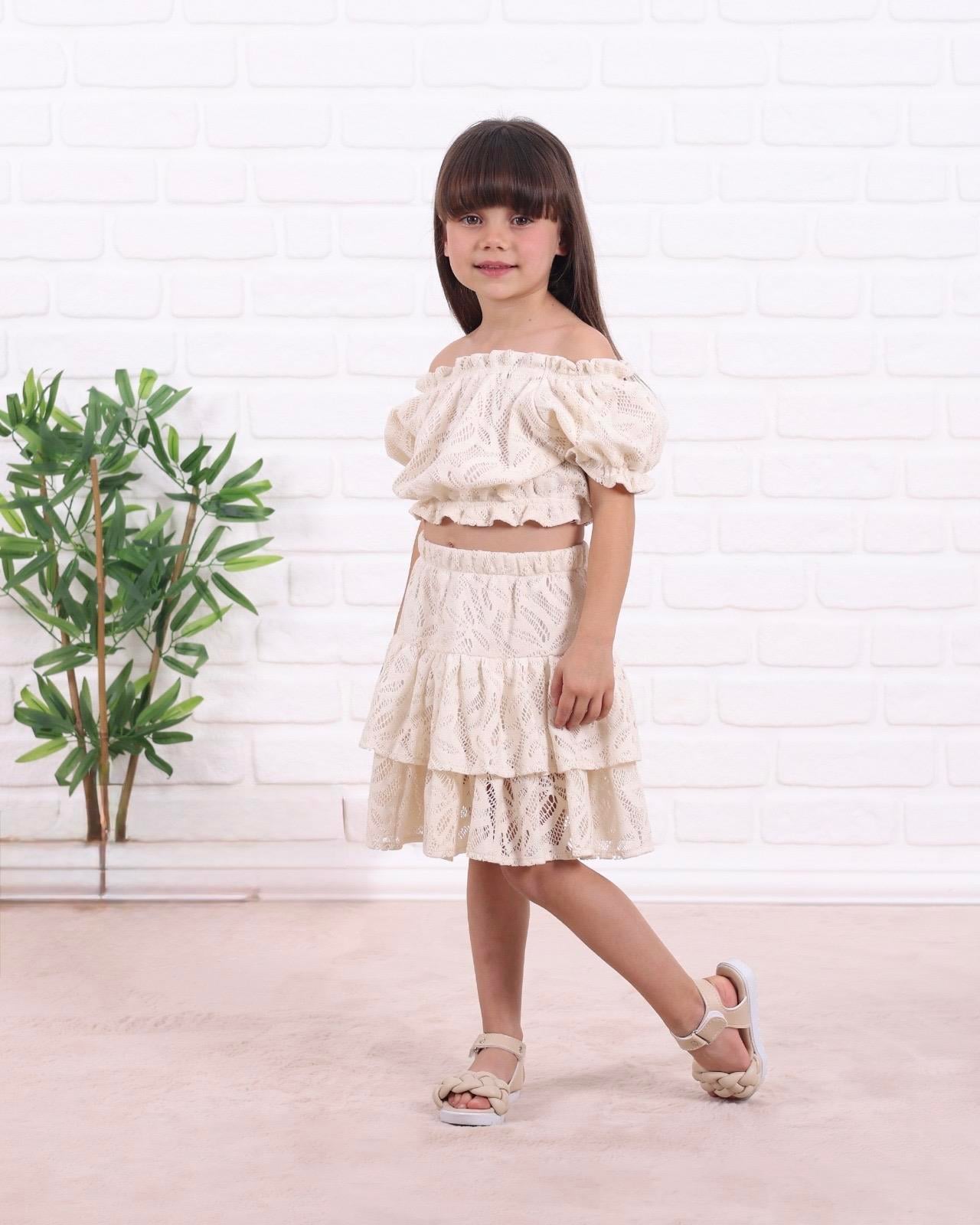 9669 Kids Dantelli Etek Bluz Takım 2-3/6-7 Yaş