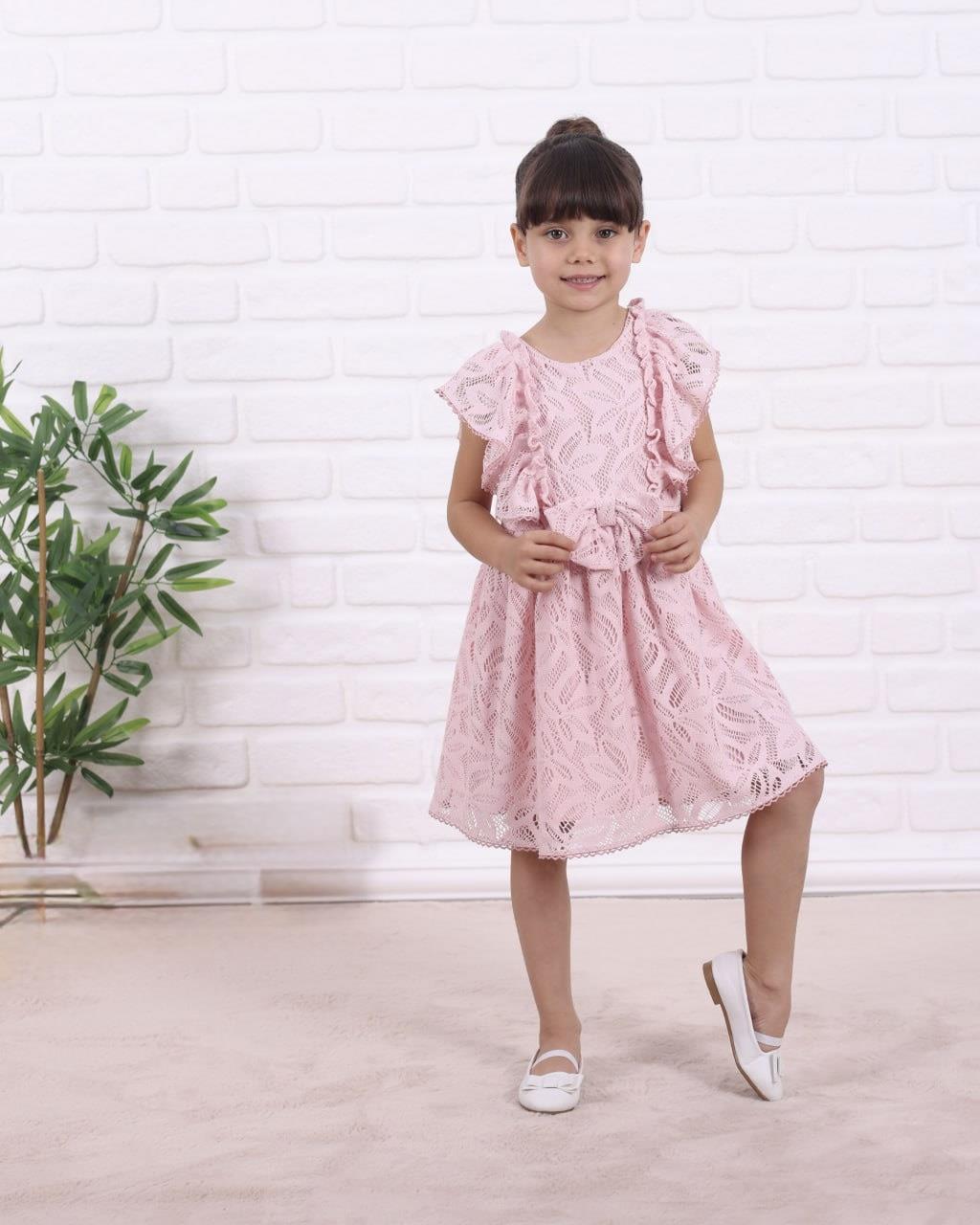 9671 Kids Dantelli Fiyonklu Elbise 2-3/6-7 Yaş