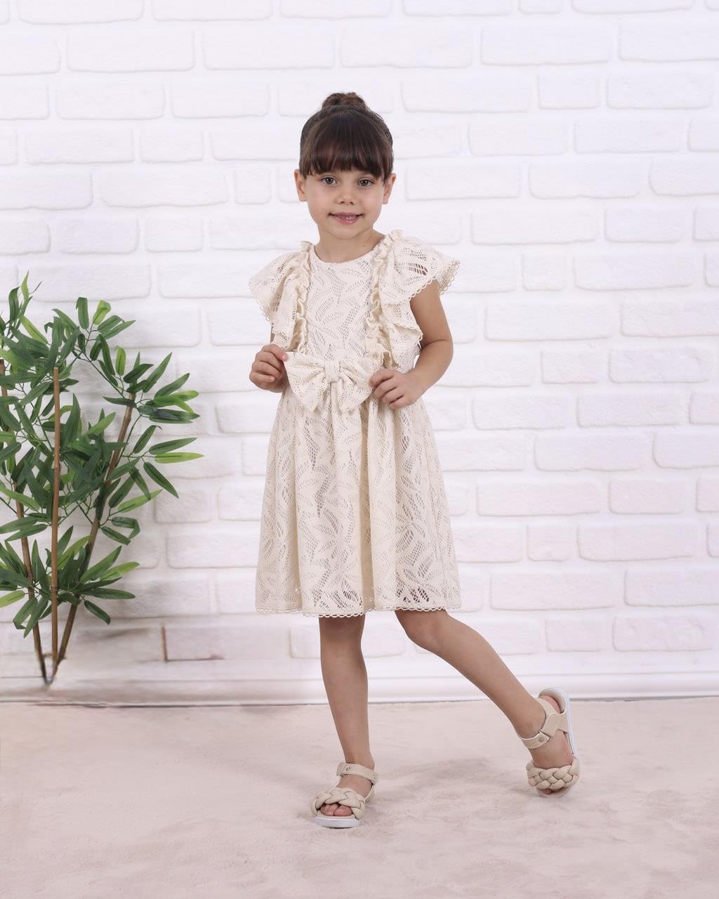 9671 Kids Dantelli Fiyonklu Elbise 2-3/6-7 Yaş