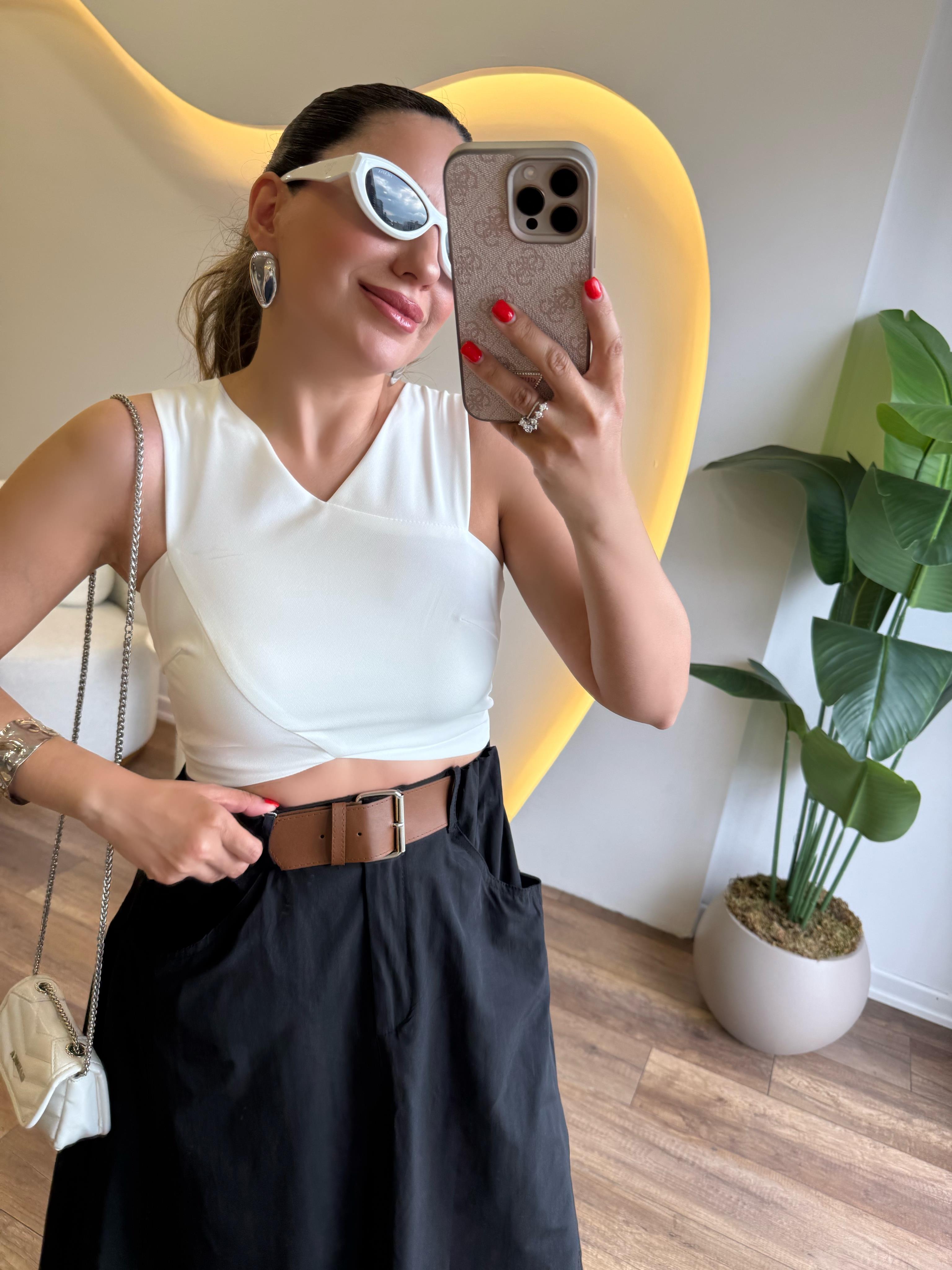 9765 Çapraz Detaylı Büstiyer Bluz