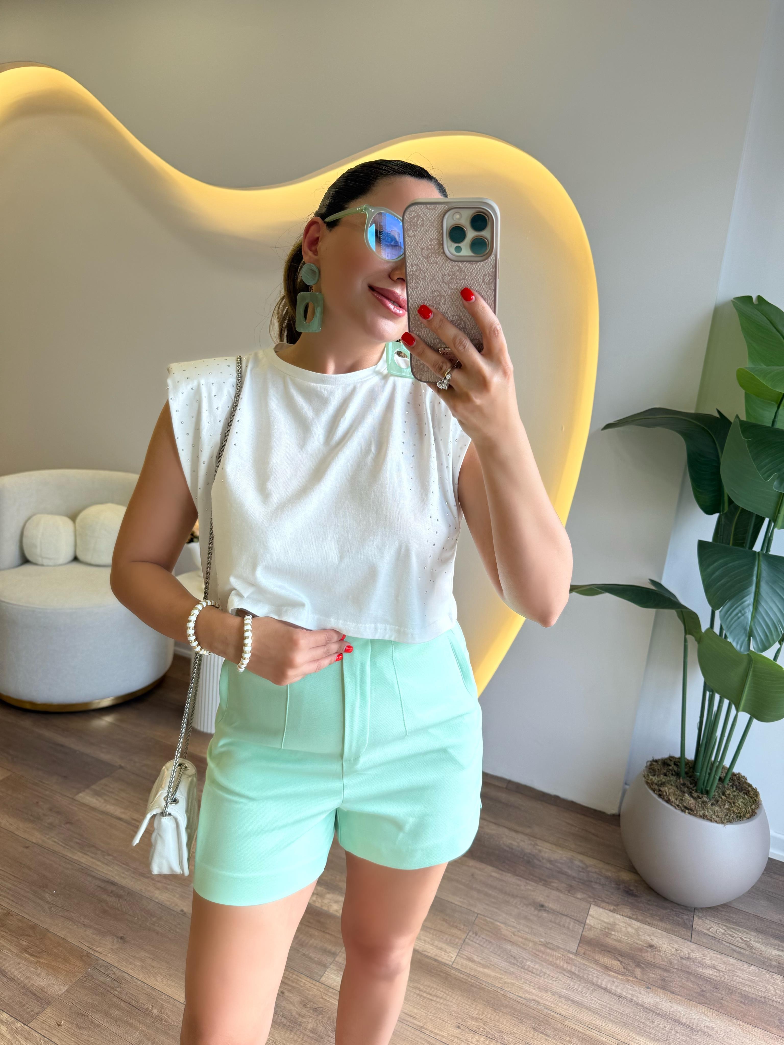 9809 Pensli Kumaş Şort