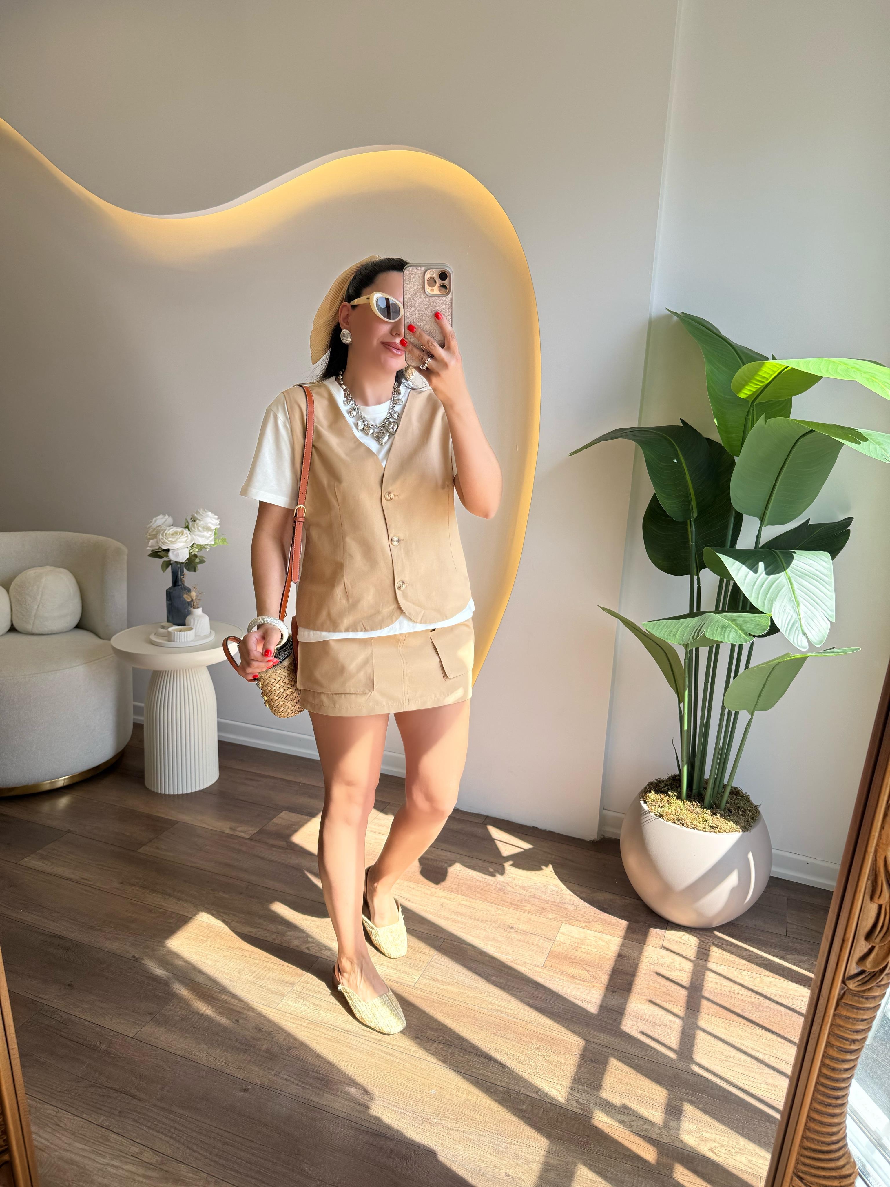 9813 Camel Etek Bluz Takım