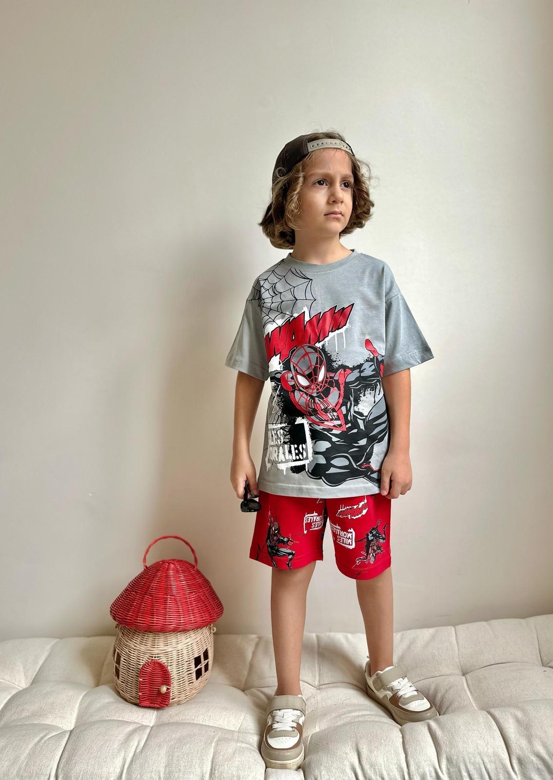 9838 Kids Spiderman Şort Takım 3-4/9-10 Yaş