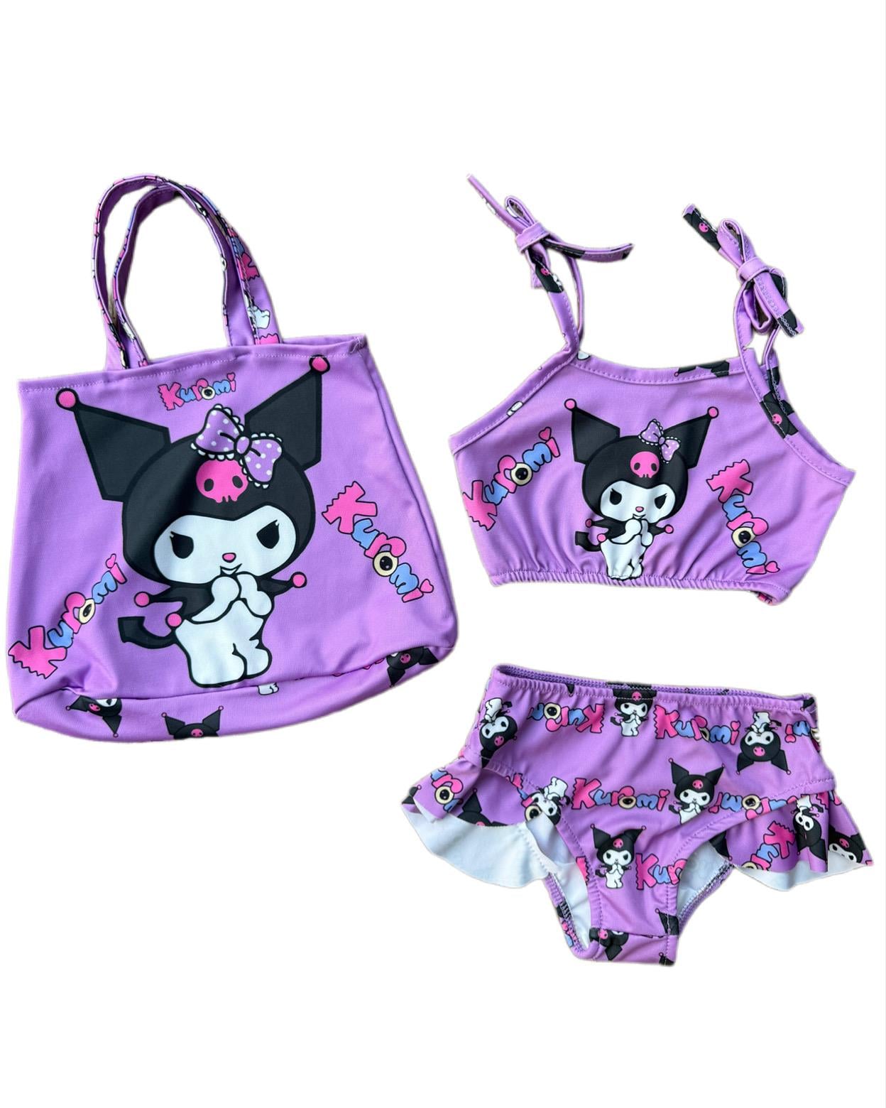 9858 Kids Çantalı Çocuk Bikini 3-4/9-10 Yaş